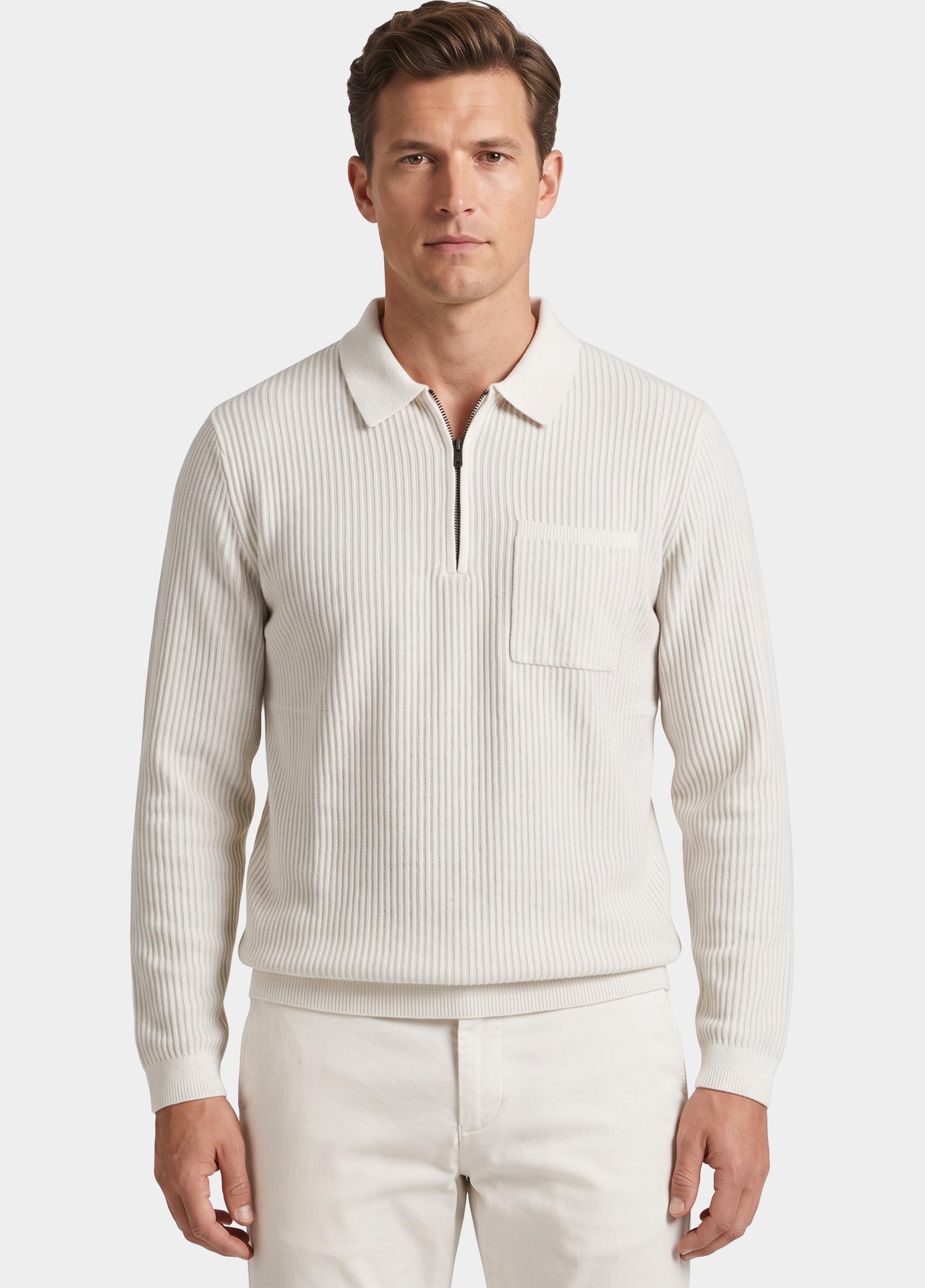 Cast Iron Sweater heren Wit Crewneck regular fit soft ble CKW2609314/7555