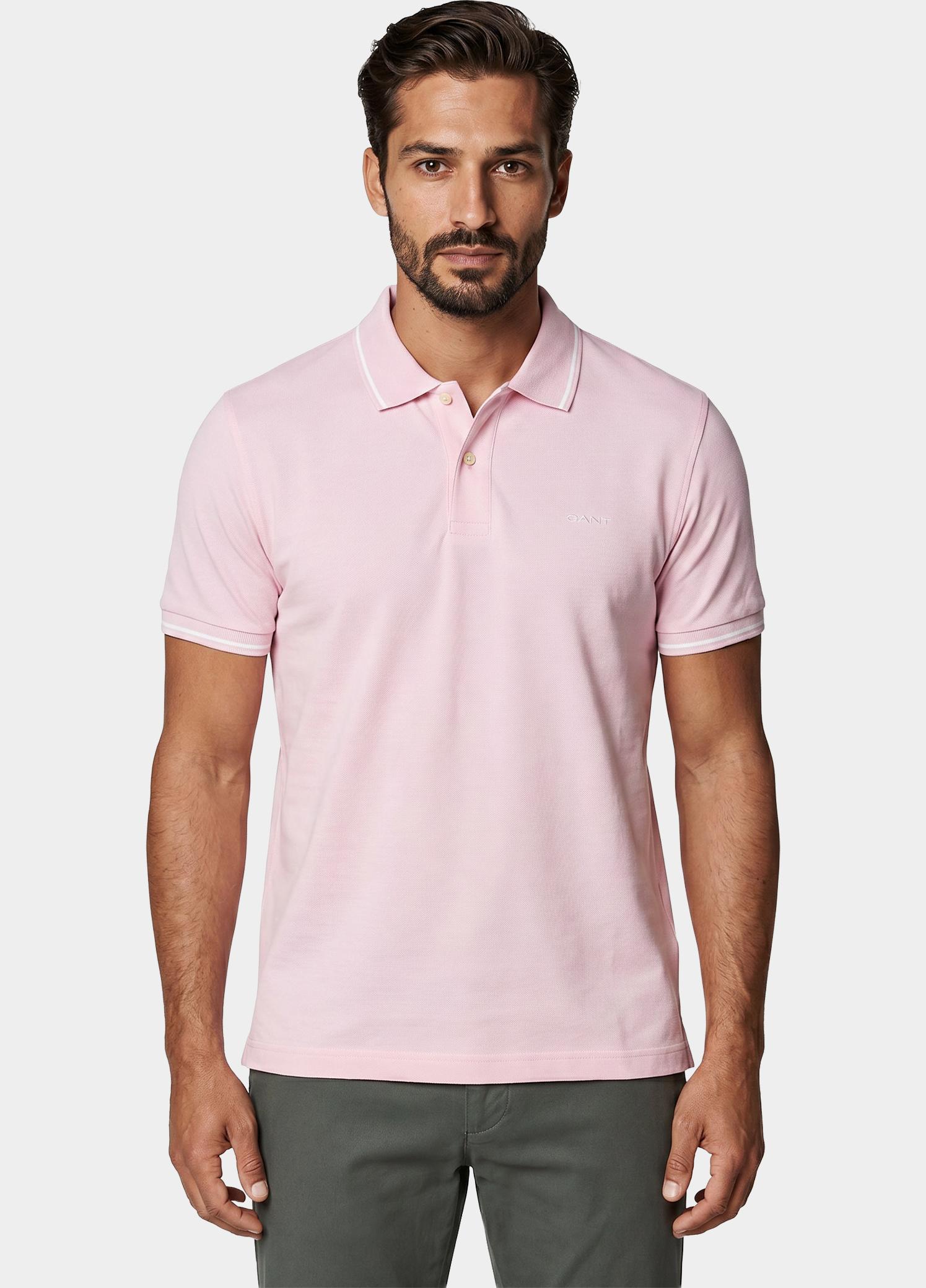 Gant Polo heren Roze Tipped Piqué Polo Shirt 2062034/637