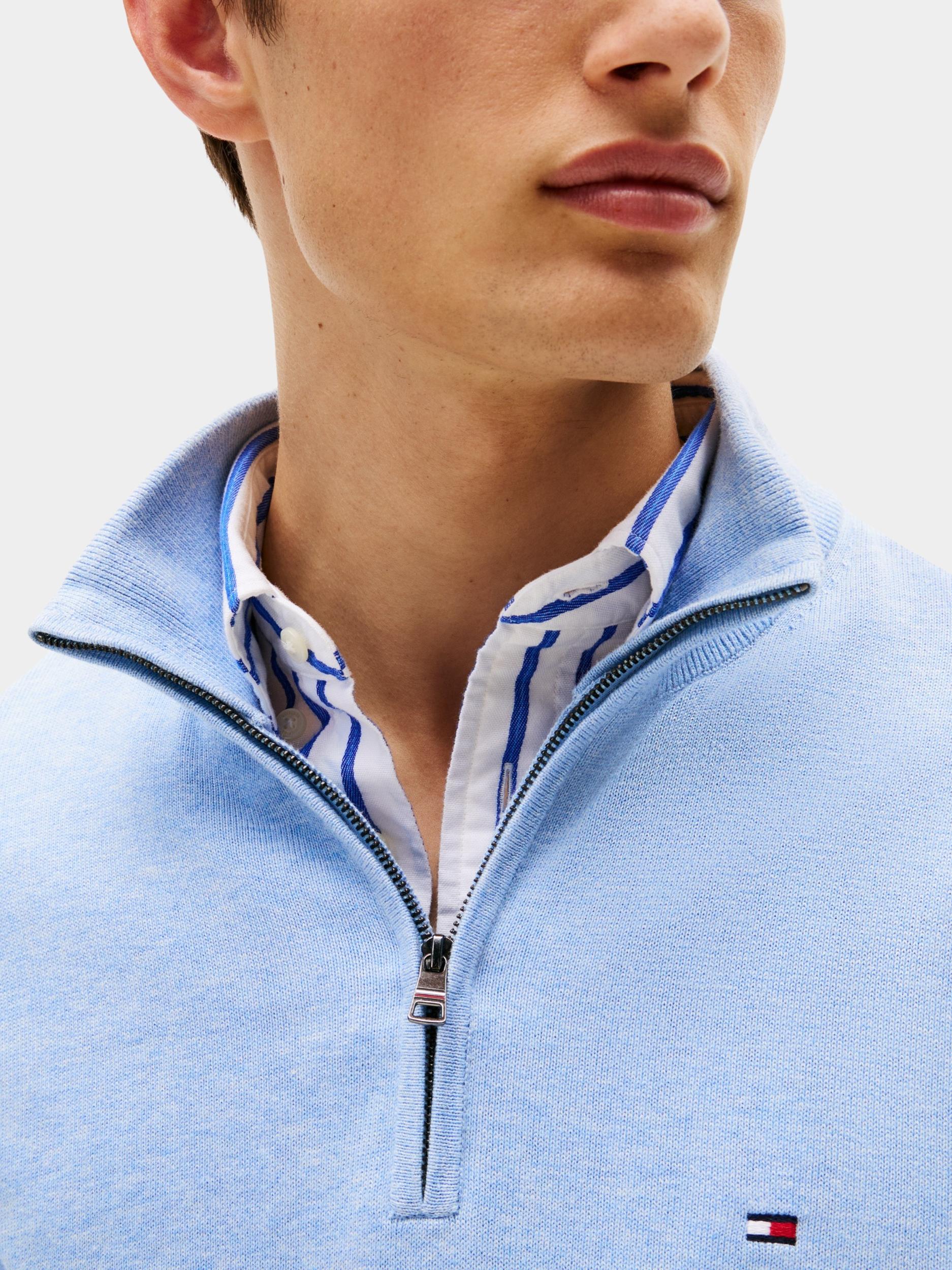 Tommy Hilfiger Half Zip Blauw ESSENTIAL COTTON ZIP MOCK MW0MW37331/DVD