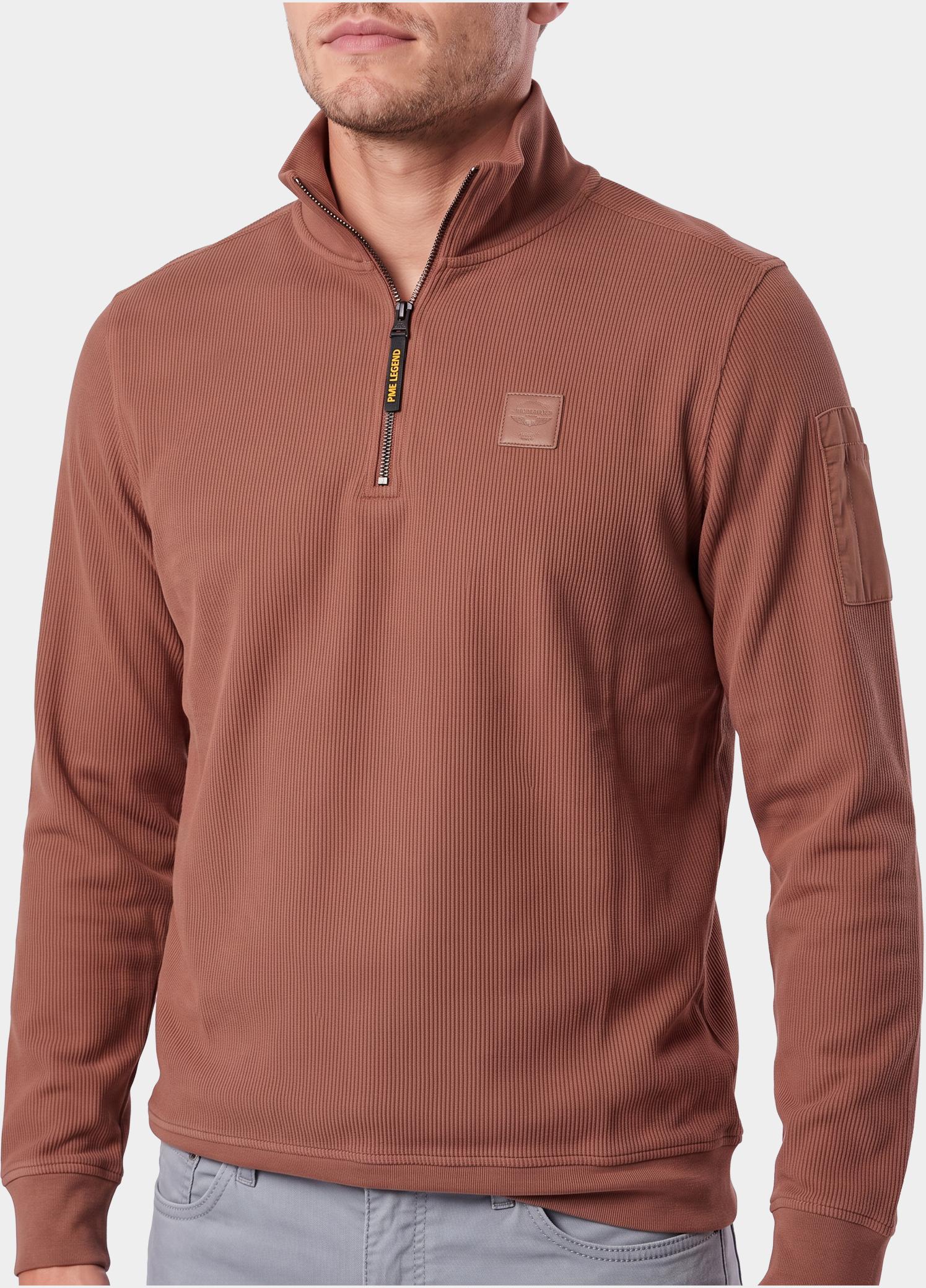 PME Legend half zip sweater heren Bruin Half zip collar flat knit loo PSW2609457/8168