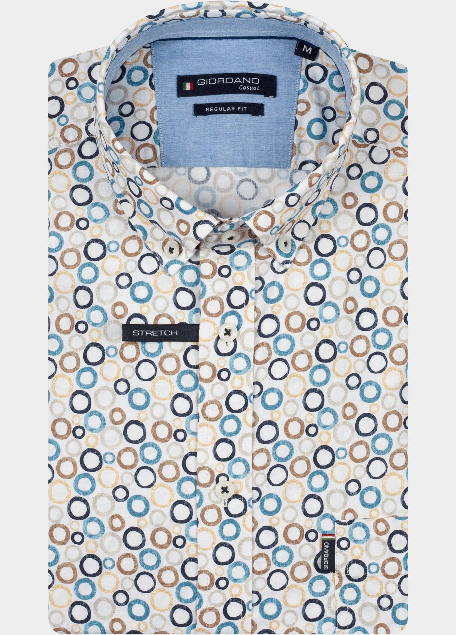 Giordano overhemd korte mouw heren Blauw League Short Sleeve Button Do 616019/60
