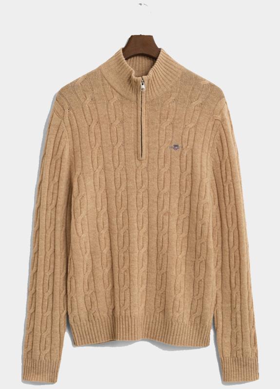 Gant Half Zip Beige Lambswool Cable Half Zip 8050260/296