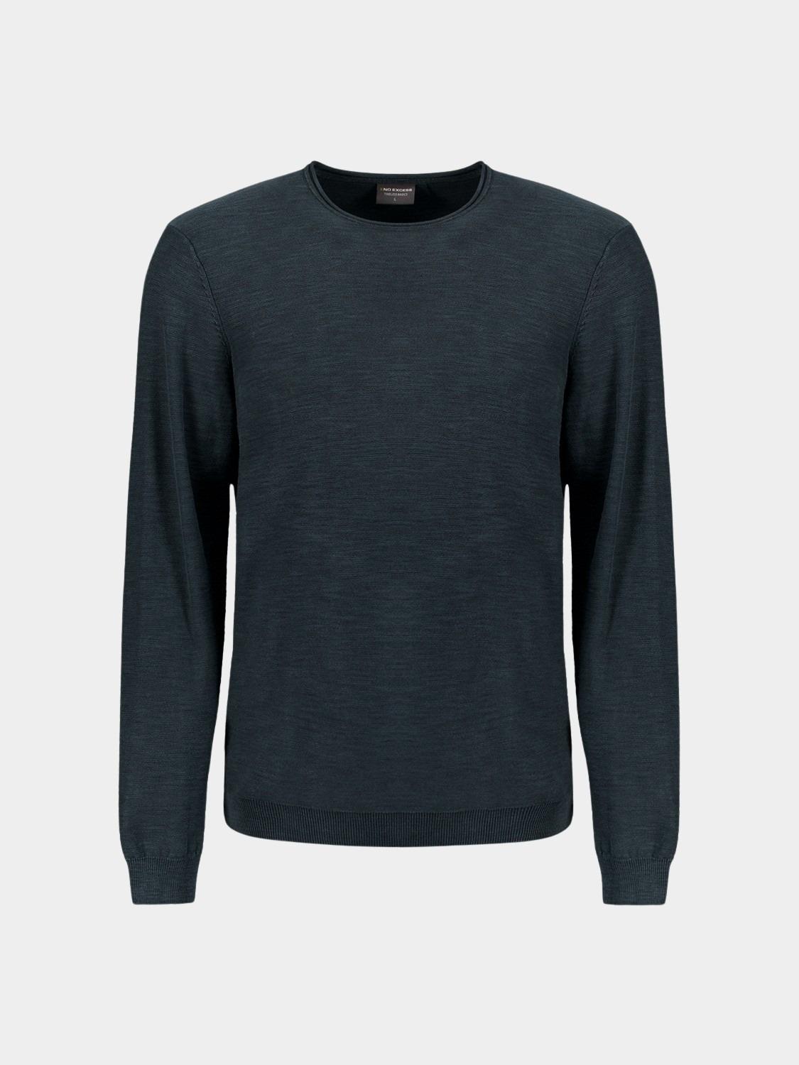 No Excess Pullover Blauw Pullover Crewneck Garment Dye N2101/078