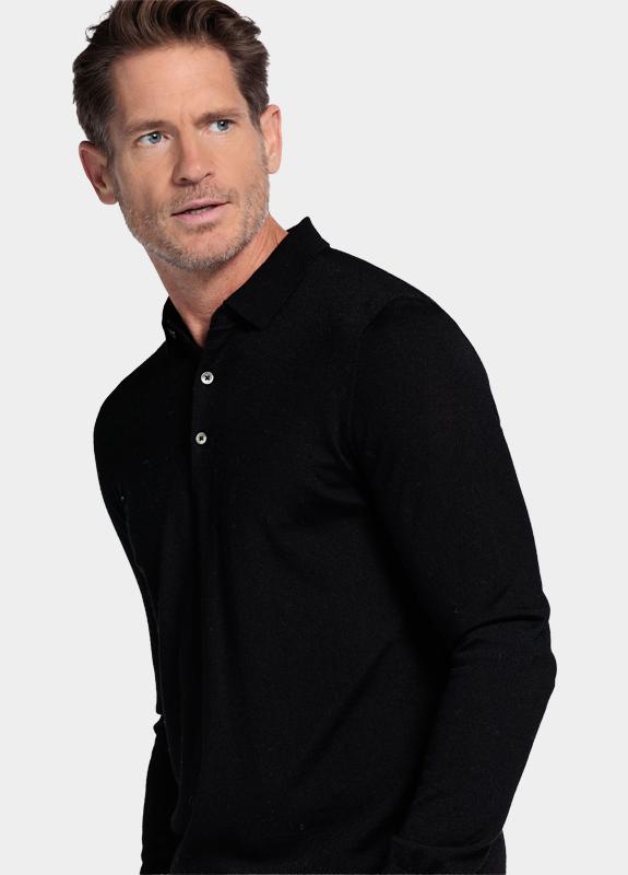 Baileys Polo lange mouw Zwart Pullover Polo Collar - Placke 520063/90