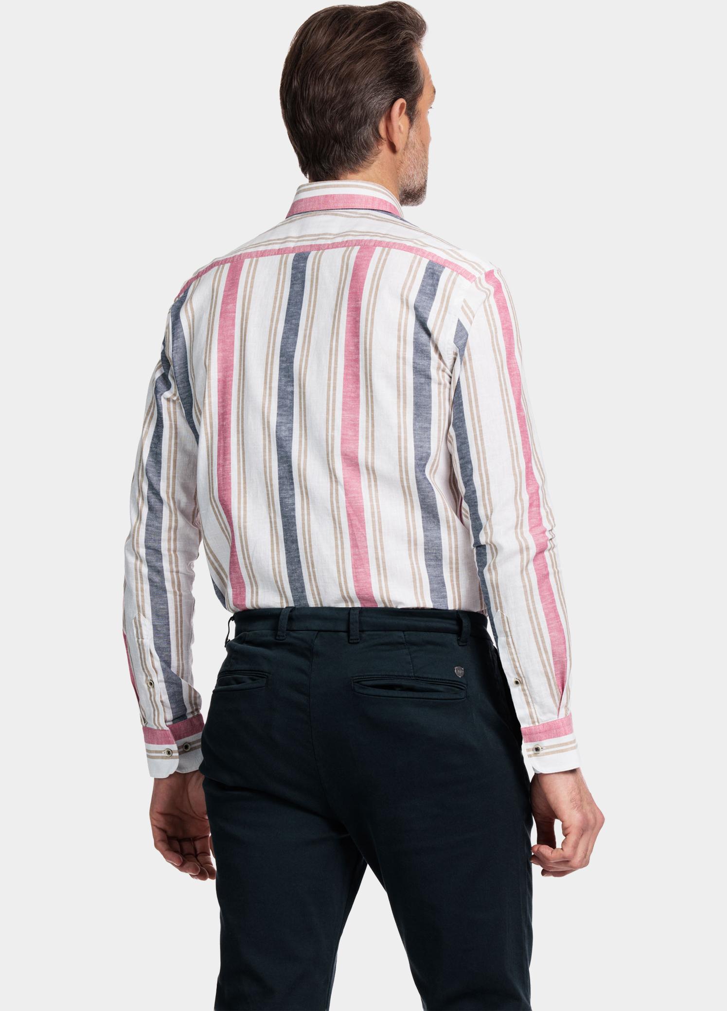 Giordano Overhemd heren Rood Ivy, LS Button Down Hemp Stri 417104/30