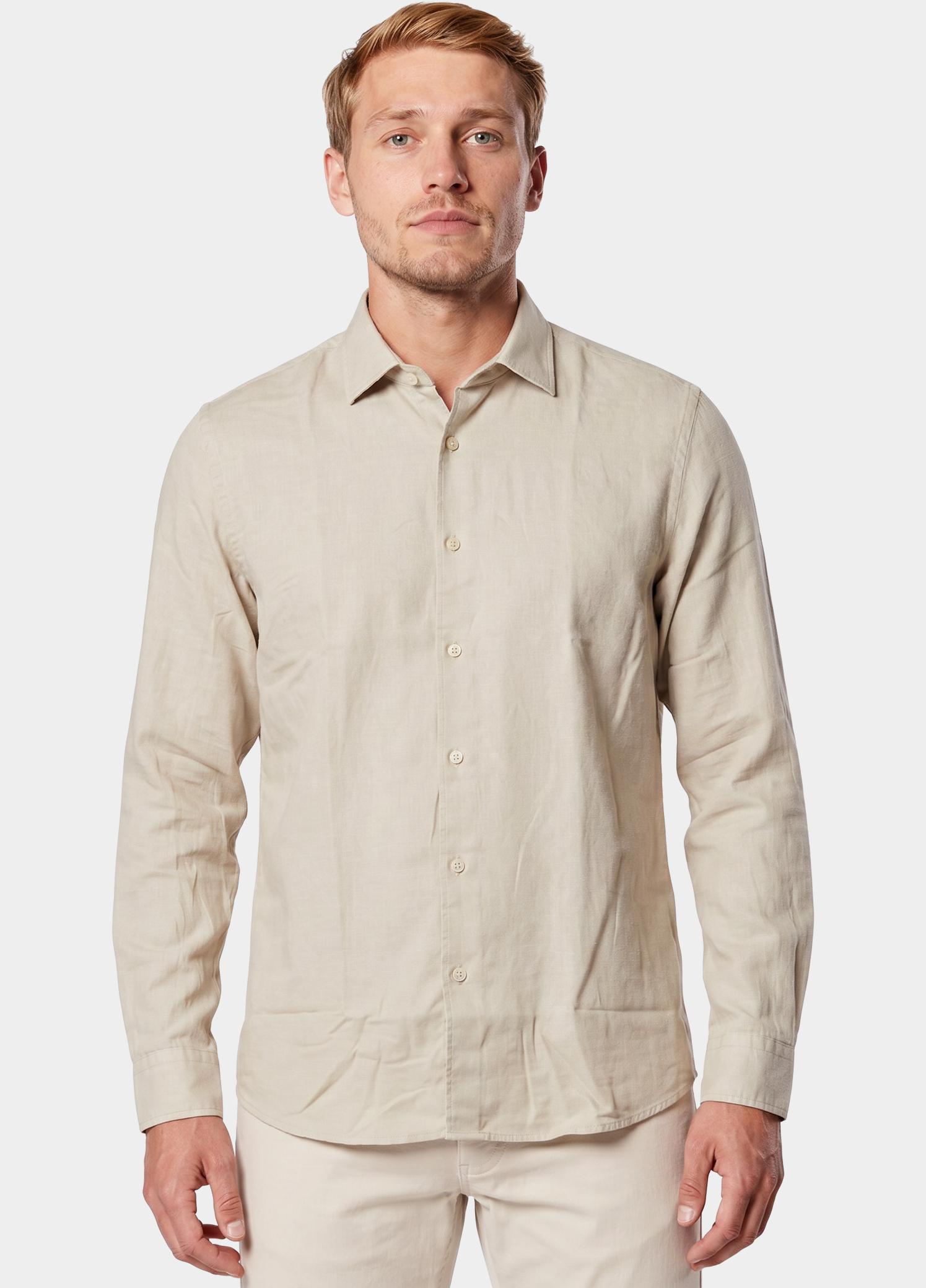 Bos Casual hemd lange mouw Beige Linnen Shirt 5405.426/607