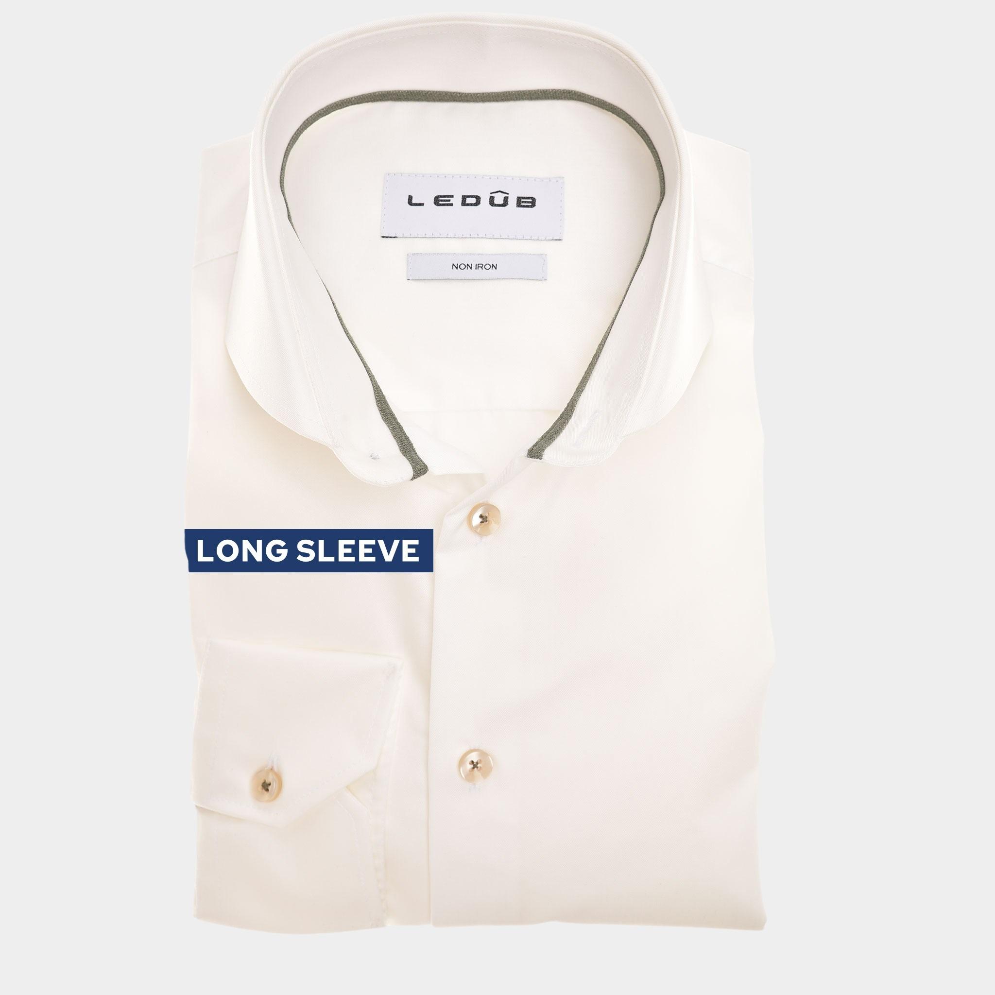 Ledub Overhemd extra lange mouw Beige  0142942/920-550-000