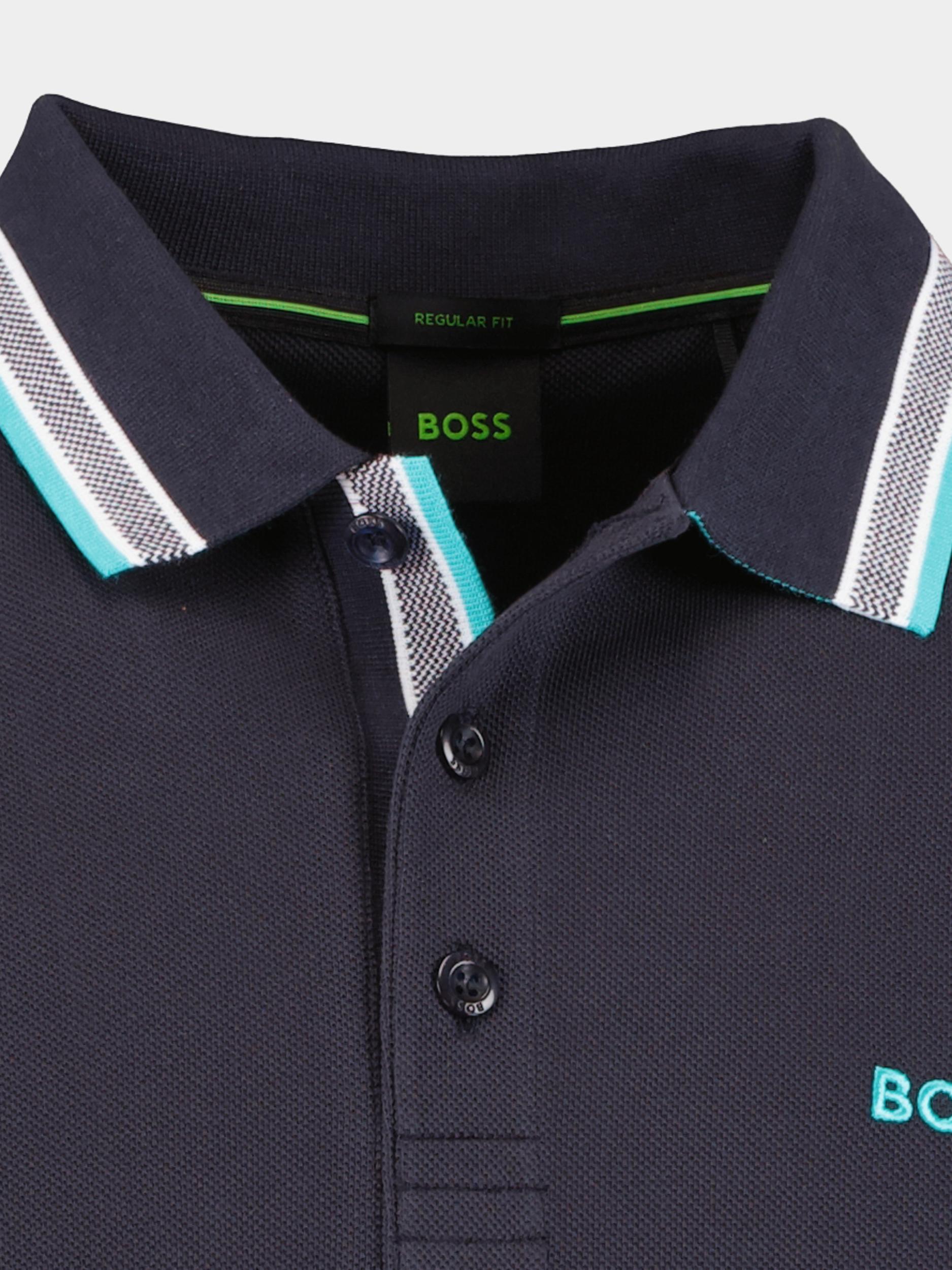 BOSS Green Polo lange mouw Blauw Plisy 10241663 01 50506191/402