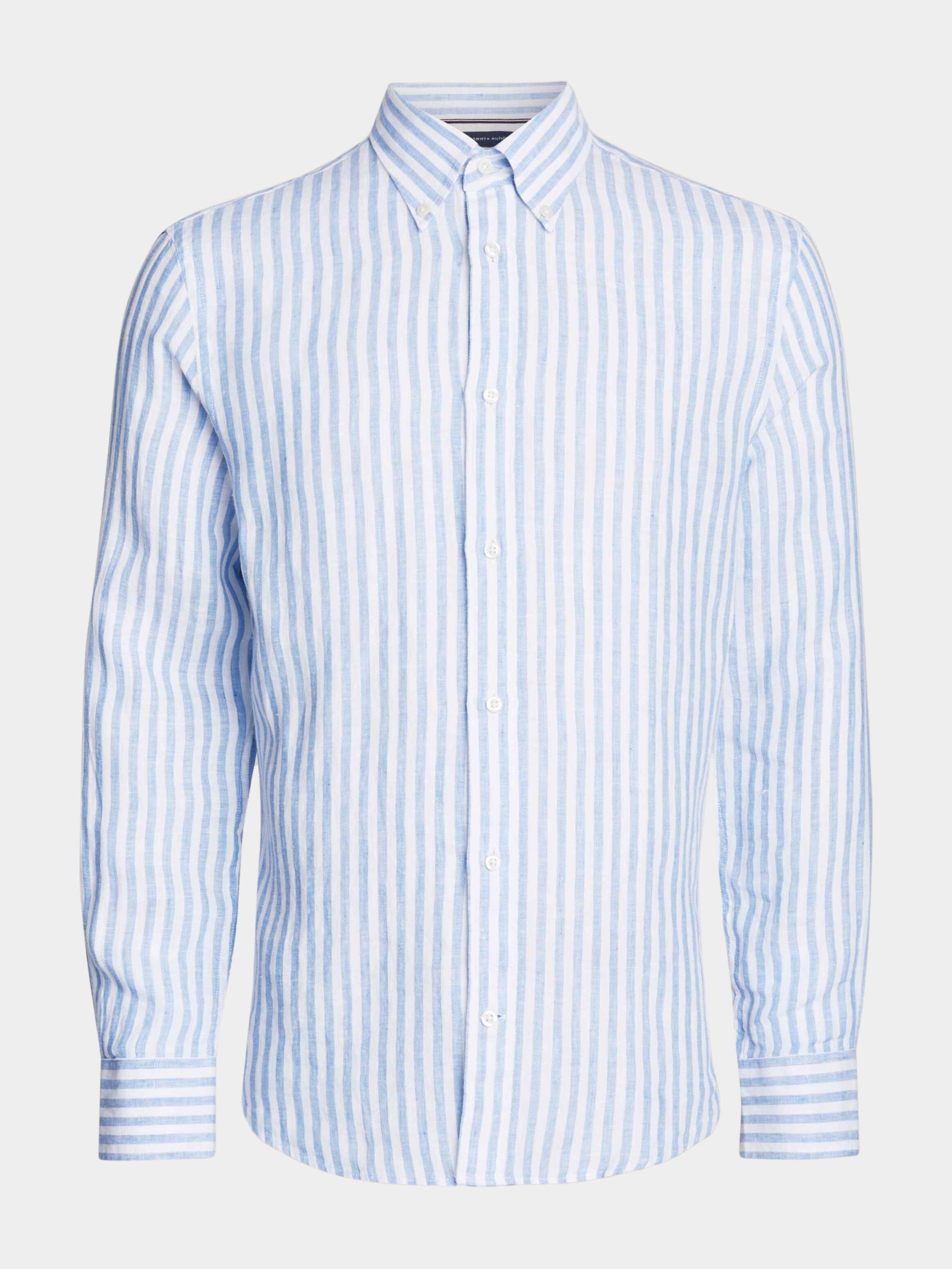 Tommy Hilfiger Casual hemd lange mouw Blauw DC Bold Linen Stripe Shirt MW0MW34646/0A4