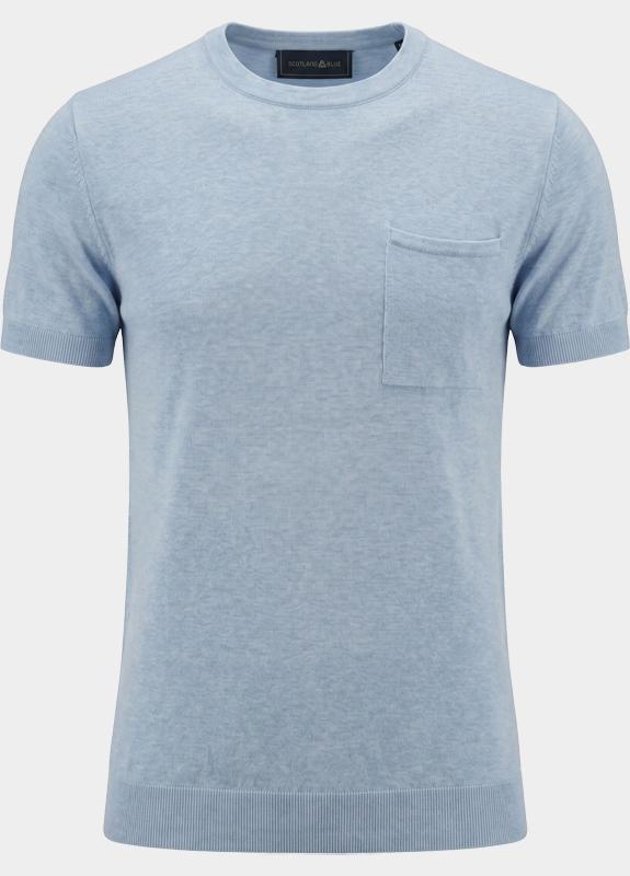 Scotland Blue T-shirt heren Blauw Yvan Knitted T-shirt Ss SPE26106YV09SB/4003