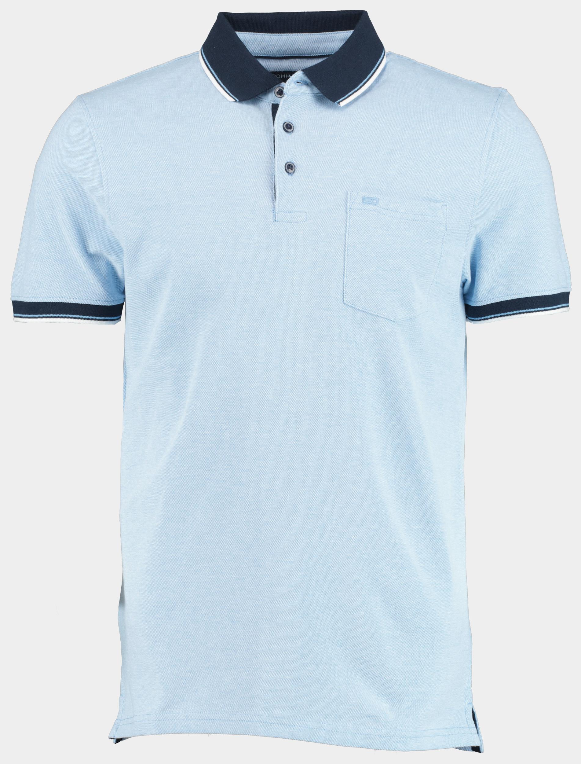 Commander flag Polo korte mouw Blauw 3-Knopf-Polo-Shirt, 1/2 Arm 214008259/643