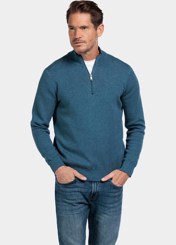 Baileys Half Zip Blauw Pullover 1/2 Zip  14gg knit 528498/665