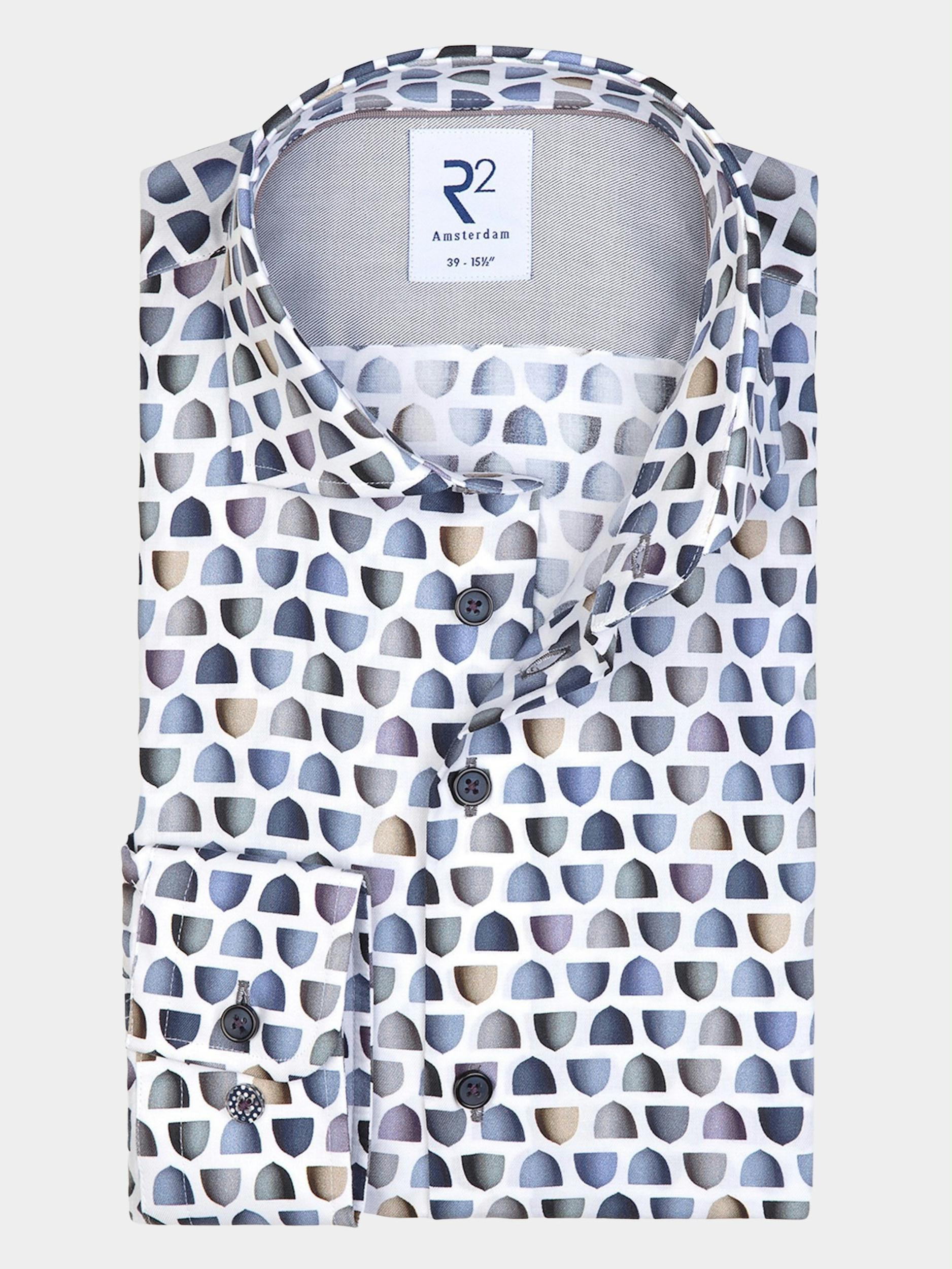 R2 Amsterdam Casual hemd lange mouw Blauw  118.WSP.110/014