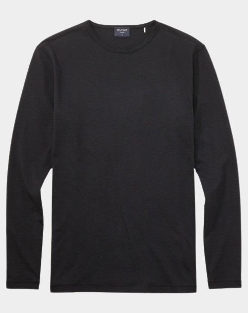 Olymp T-shirt lange mouw Zwart Crewneck Casual 560424/68