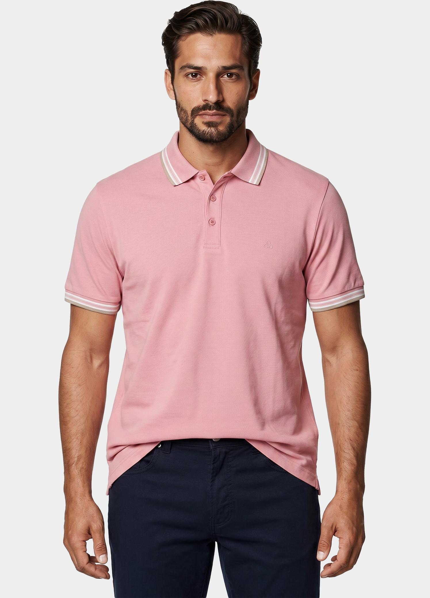 Scotland Blue Polo heren Roze Brick Polo Plain Contrast Col SPE25108BR06SB/738 candy