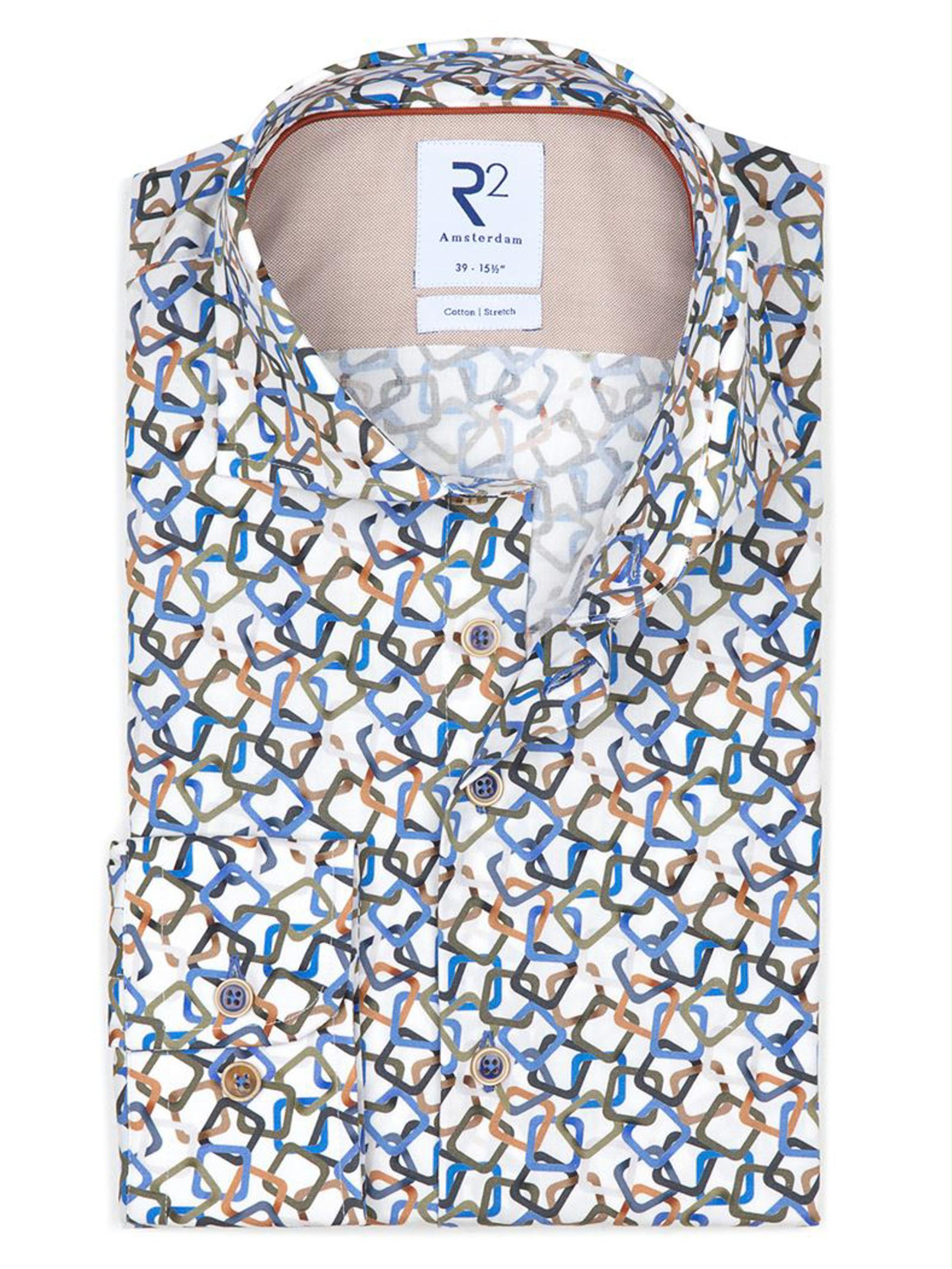 R2 Amsterdam Casual hemd lange mouw Multi  116.WSP.043/073