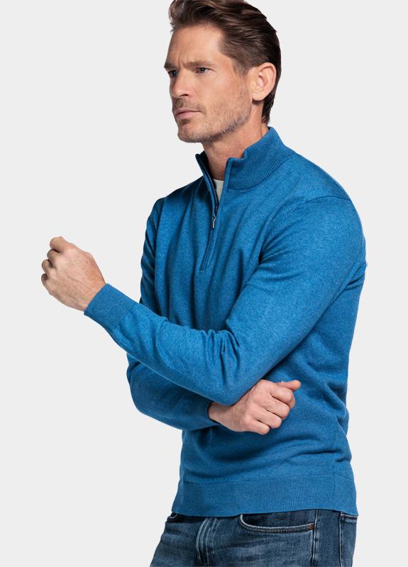 Baileys Half Zip Blauw Pullover 1/2 zip  Pima Cotton 528400/655