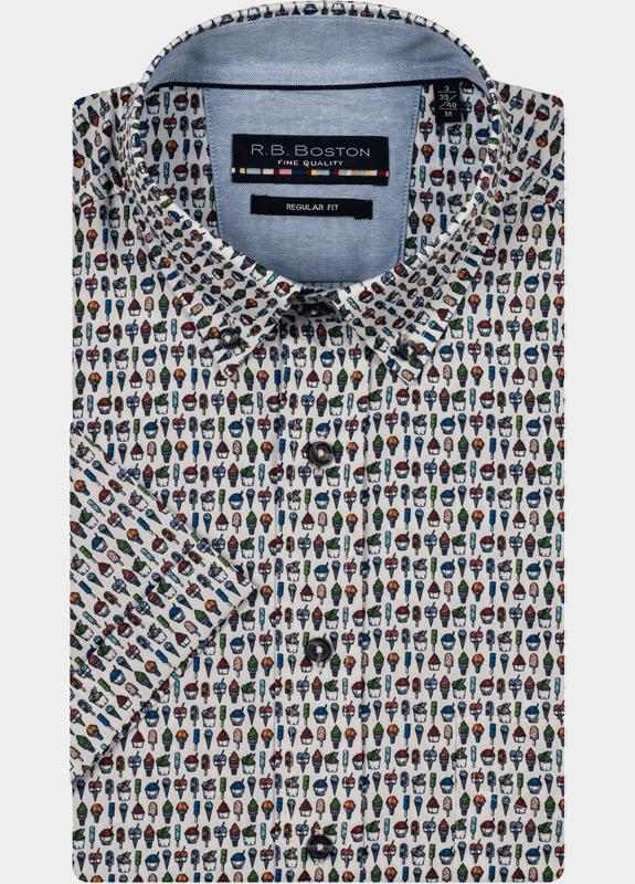 R.B. Boston Casual hemd korte mouw Multi Marshall SS Button Down 516670/320