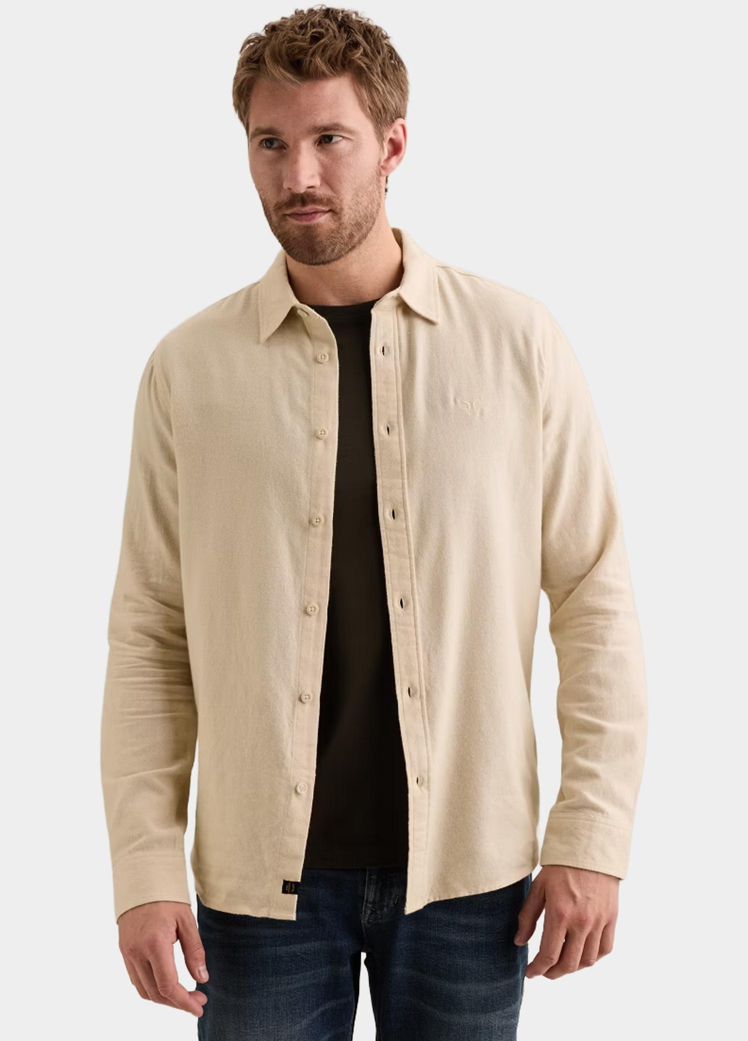 PME Legend Overhemd heren Beige Long sleeve shirt Yarn dye PSI2610203/7013