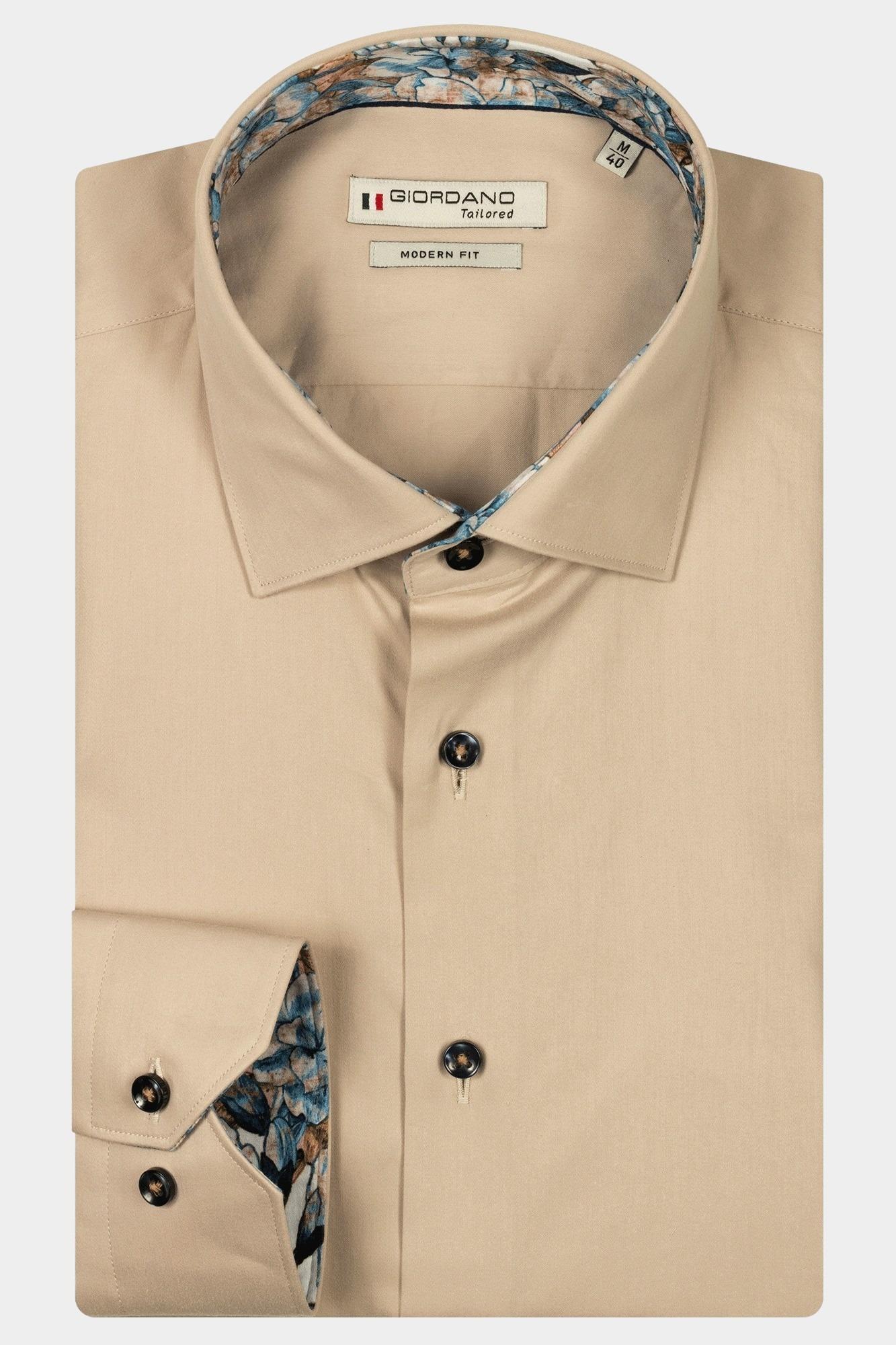 Giordano Casual hemd lange mouw Wit Maggiore long sleeve semi cut 517866/81