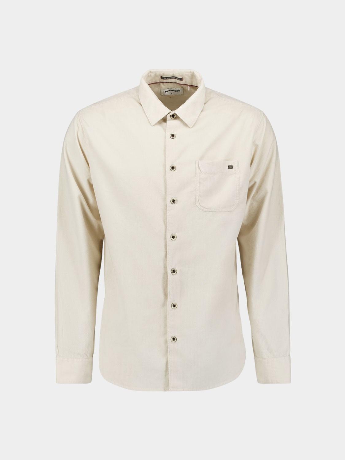 No Excess Casual hemd lange mouw Wit Shirt Solid Fine Herringbone 29430843/013