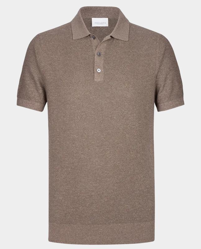 Profuomo Polo korte mouw Bruin  Knitted PPWD10005A/H3