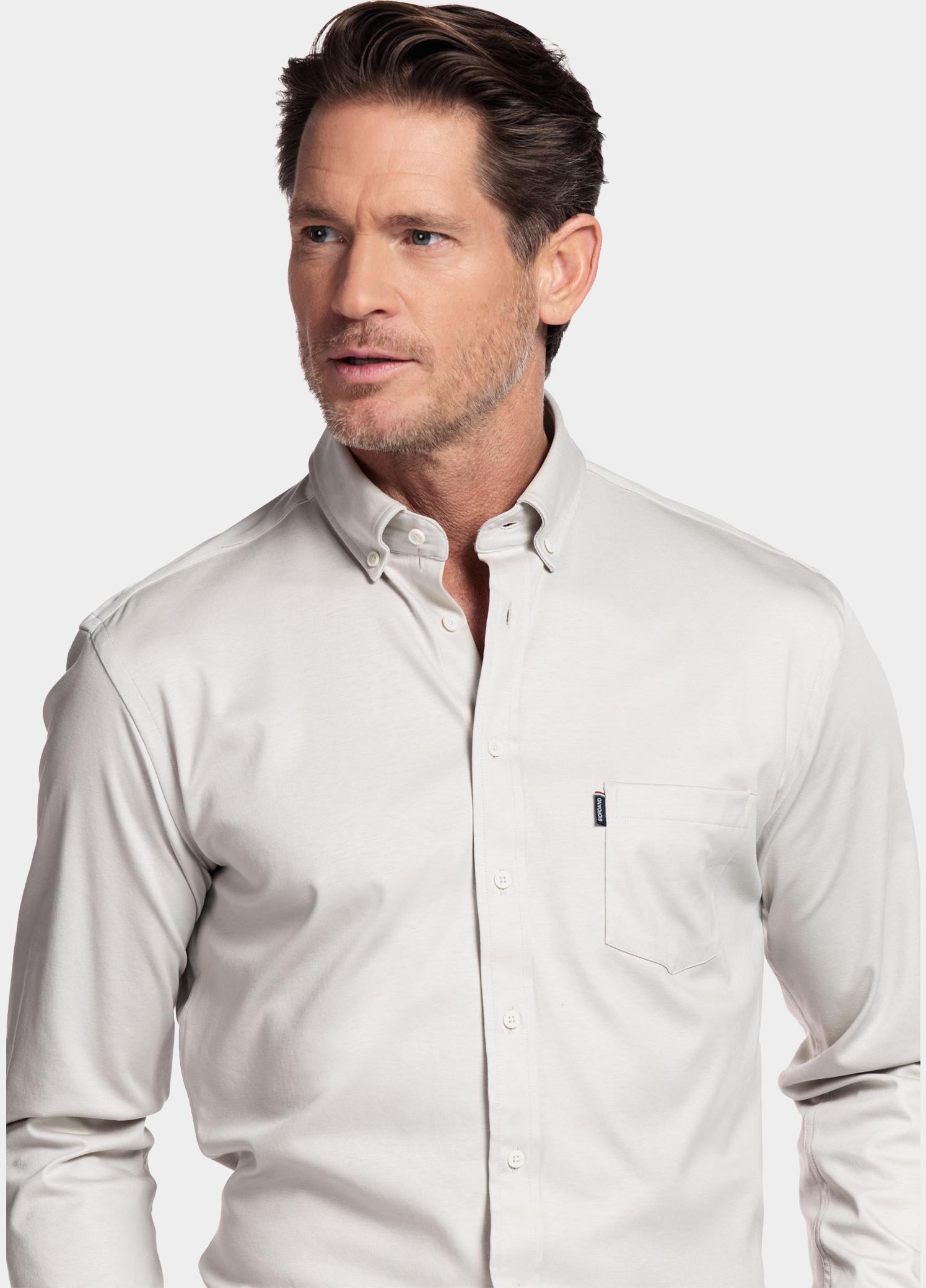 Giordano Overhemd heren Beige Dino Long Sleeve Button Down 617078/82