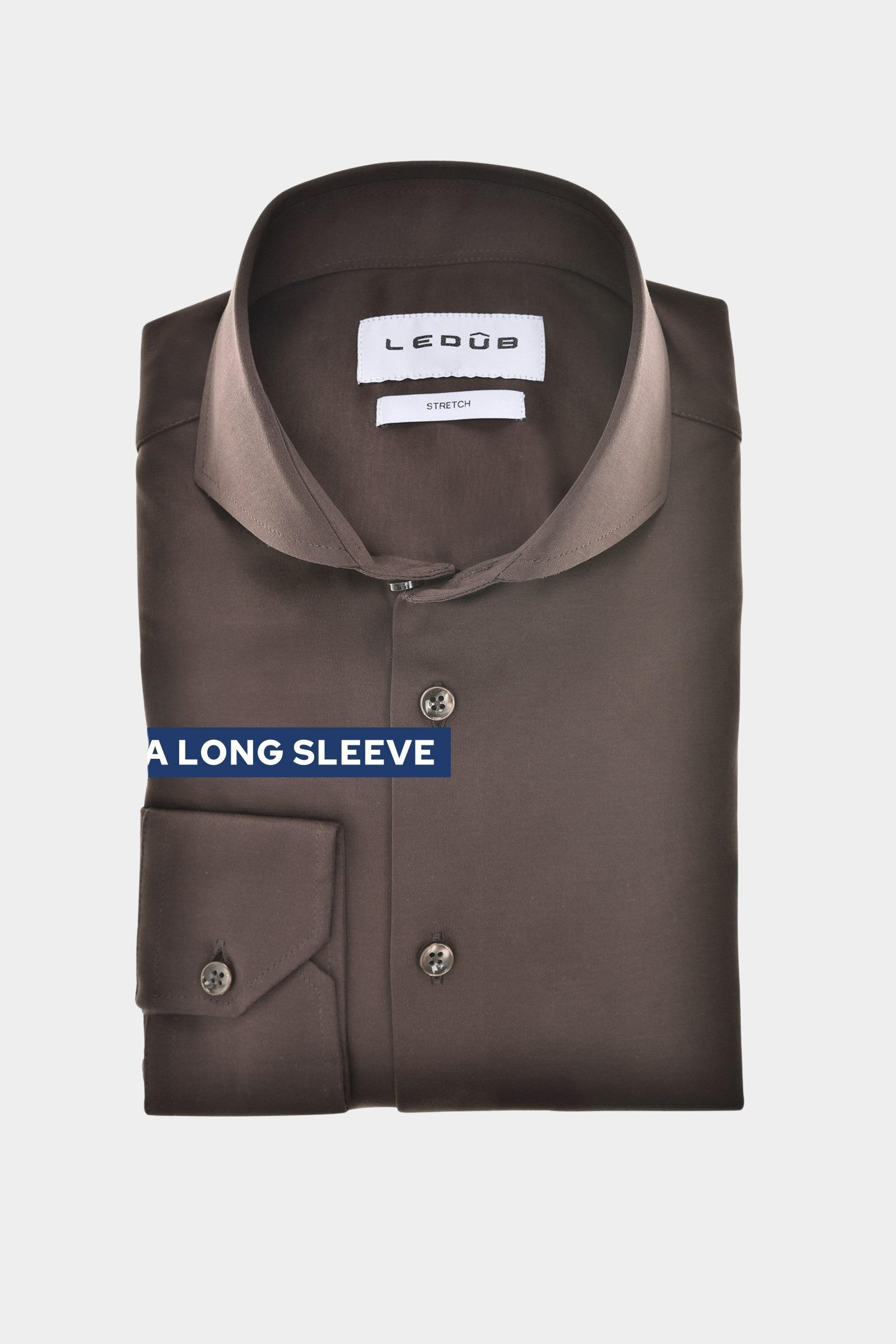 Ledub Overhemd extra lange mouw Bruin SF7 0143232/680-000-000
