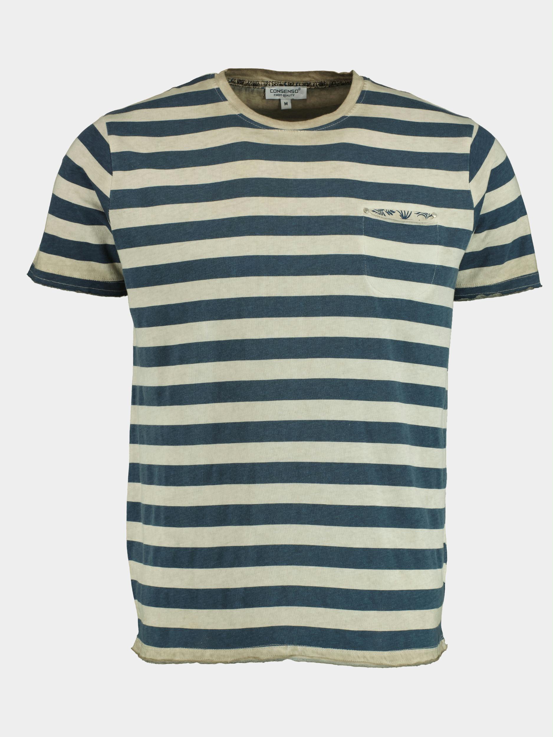 Consenso T-shirt korte mouw Beige Streep T-shirt 5960422/620-Sand