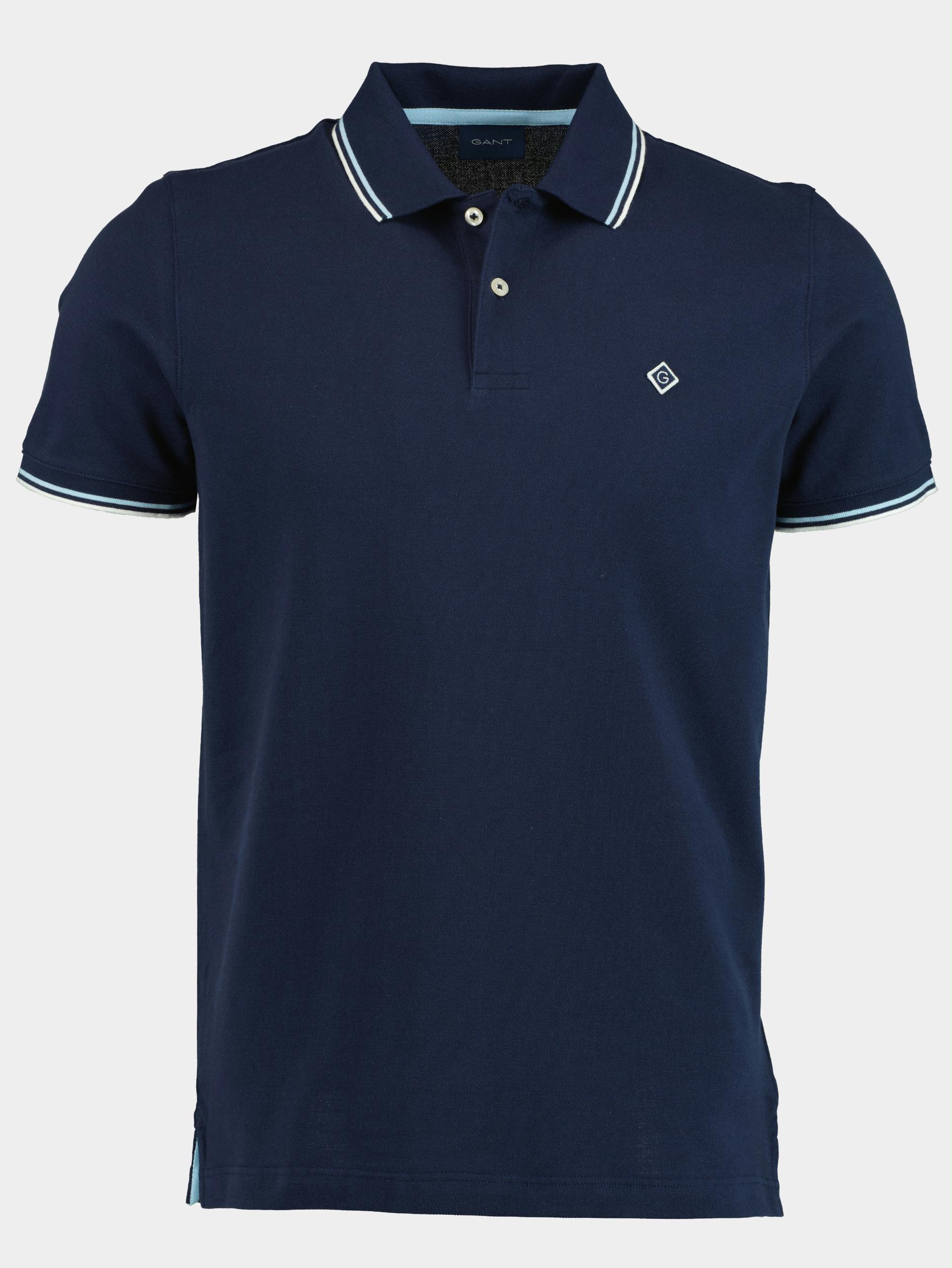 Gant Polo korte mouw Blauw D1. Contrast Tipping SS Rugger 2062003/433