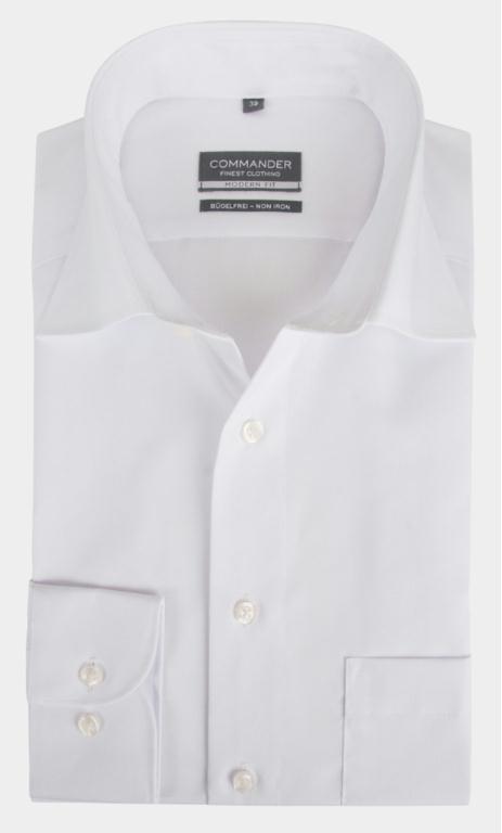 Commander Business hemd lange mouw Wit overhemd wit modern fit 213008398/100