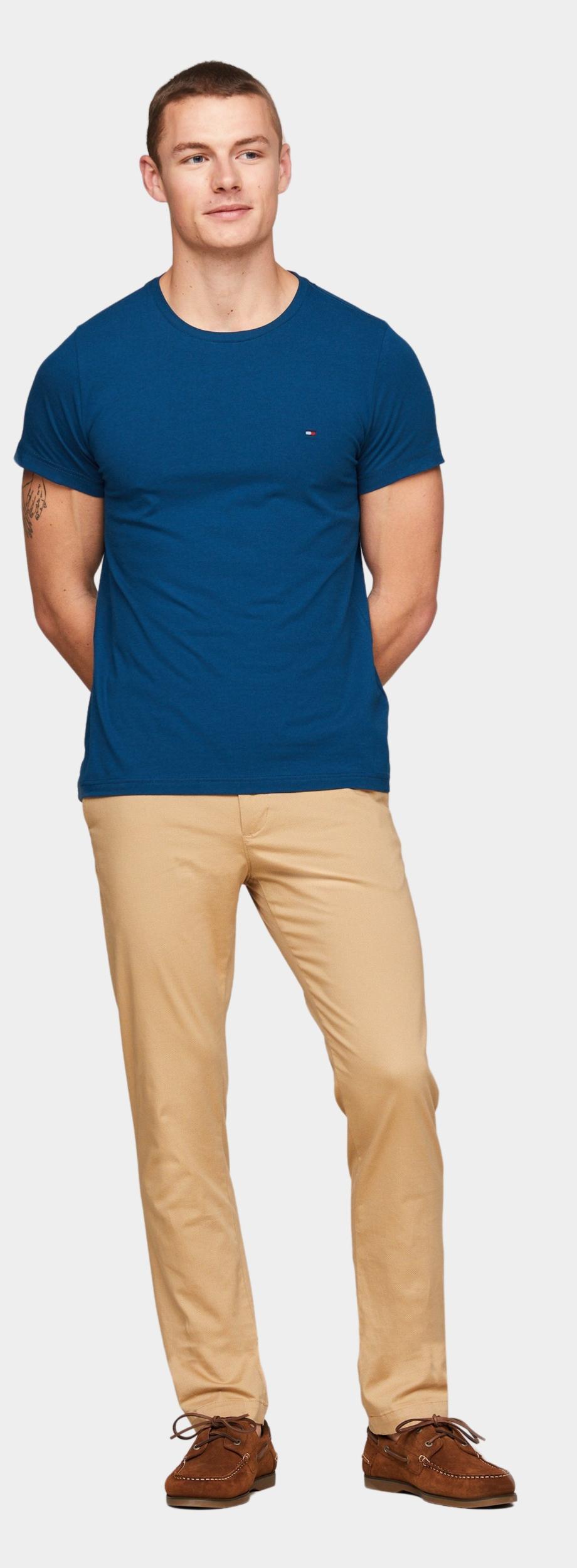 Tommy Hilfiger T-shirt korte mouw Blauw Stretch Slim Fit Tee MW0MW10800/C5J