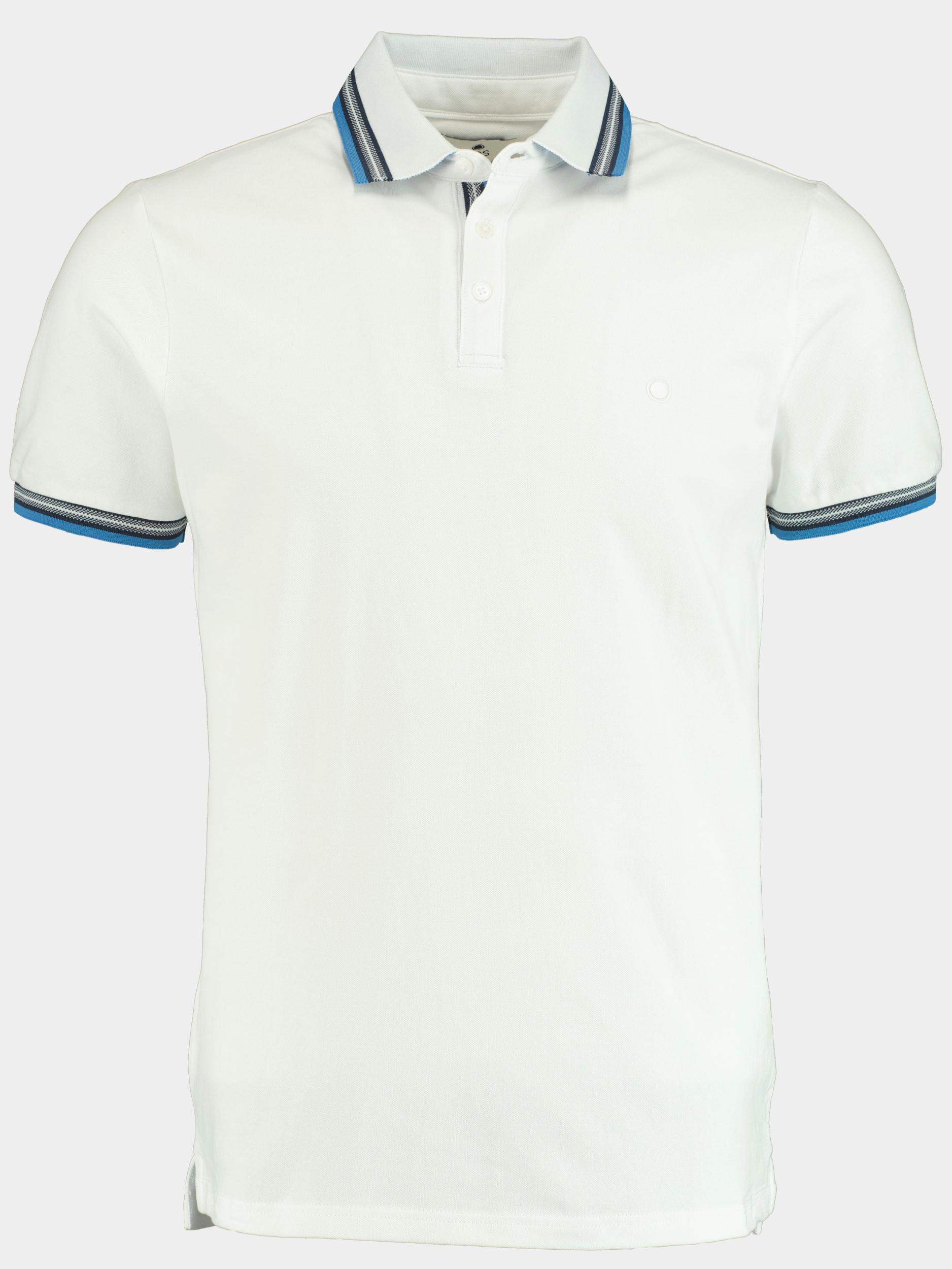 Bos Bright Blue Polo korte mouw Wit Brick Polo Fine Pique Effect 22108BR06BO/100 White