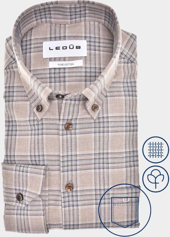 Ledub Business hemd lange mouw Bruin  0701990/620-000-000