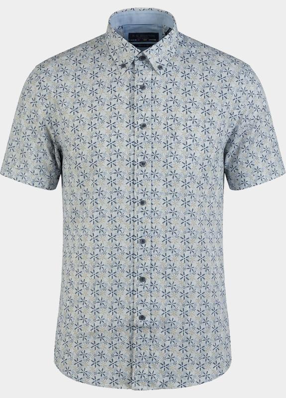 R.B. Boston overhemd korte mouw heren Blauw Marshall SS Button Down 616670/608