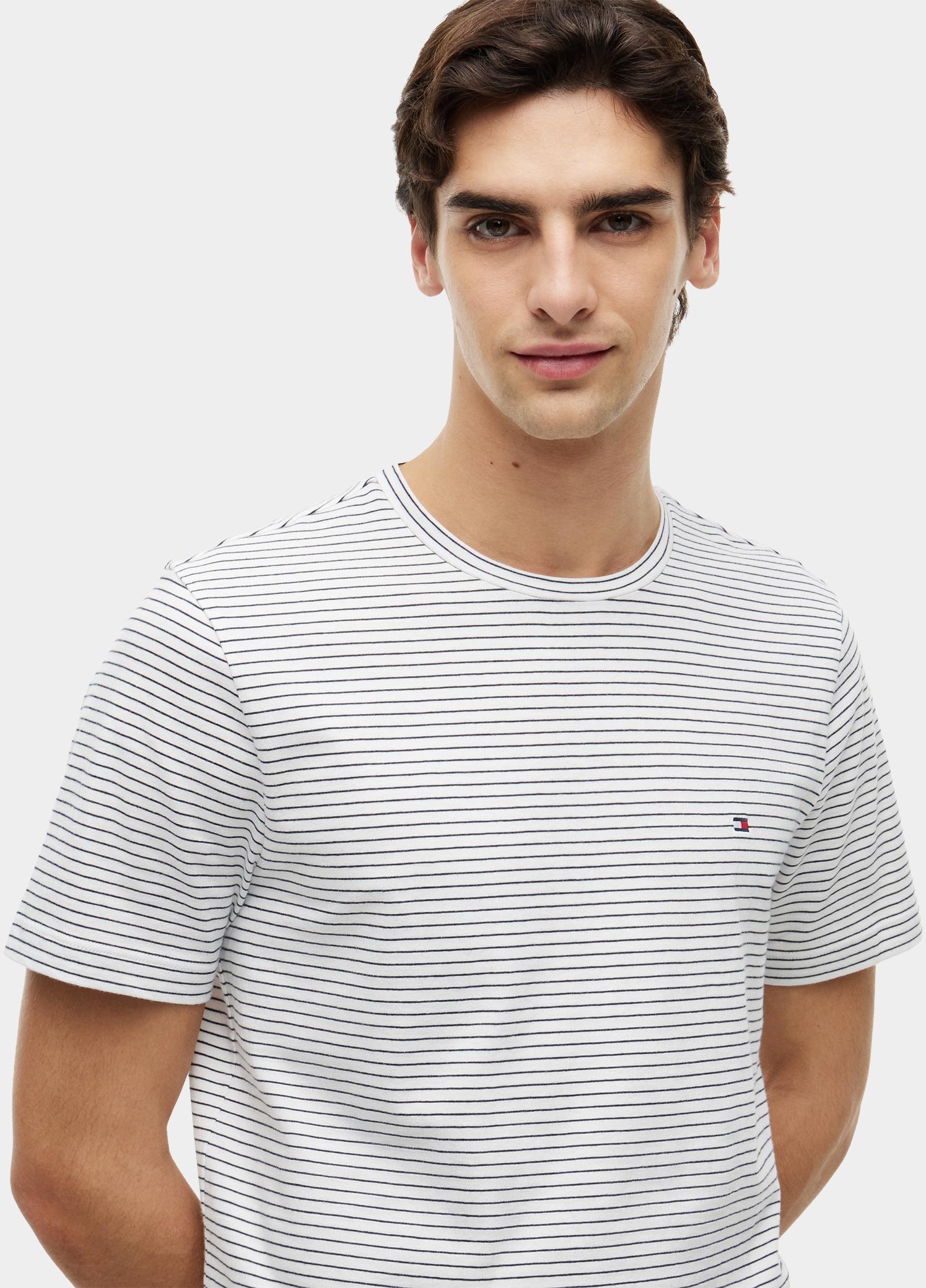 Tommy Hilfiger T-shirt heren Wit ESS Seasonal Reg Fit Stripe Te MW0MW40923/0FC