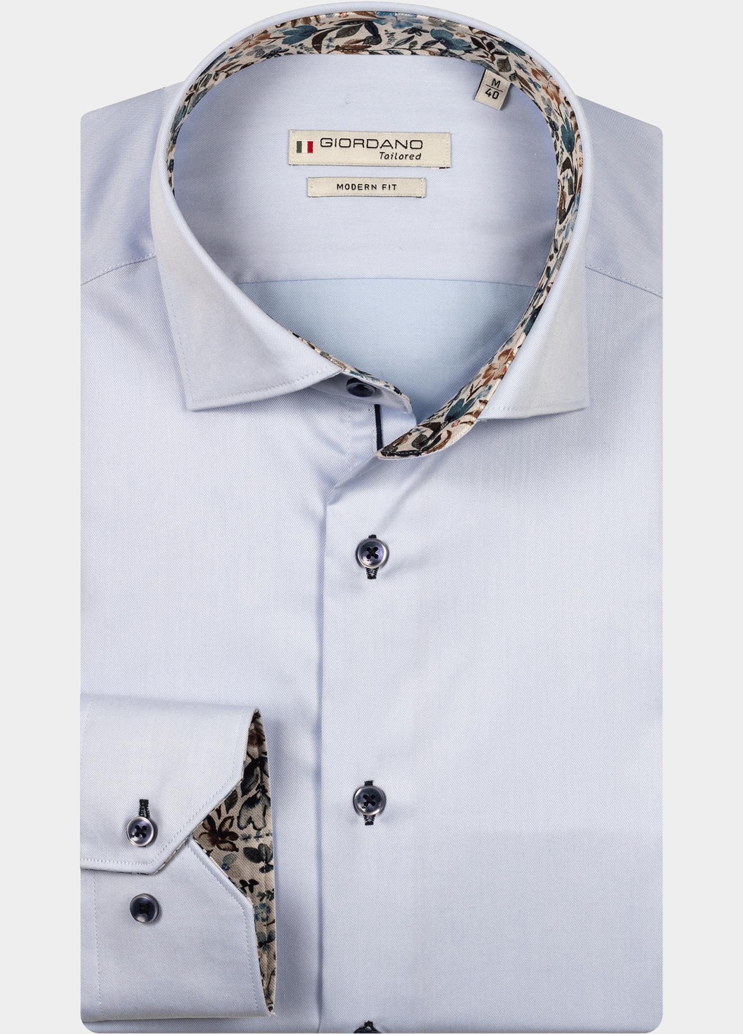 Giordano Overhemd heren Blauw Locarno long sleeve semi cuta 527877/61