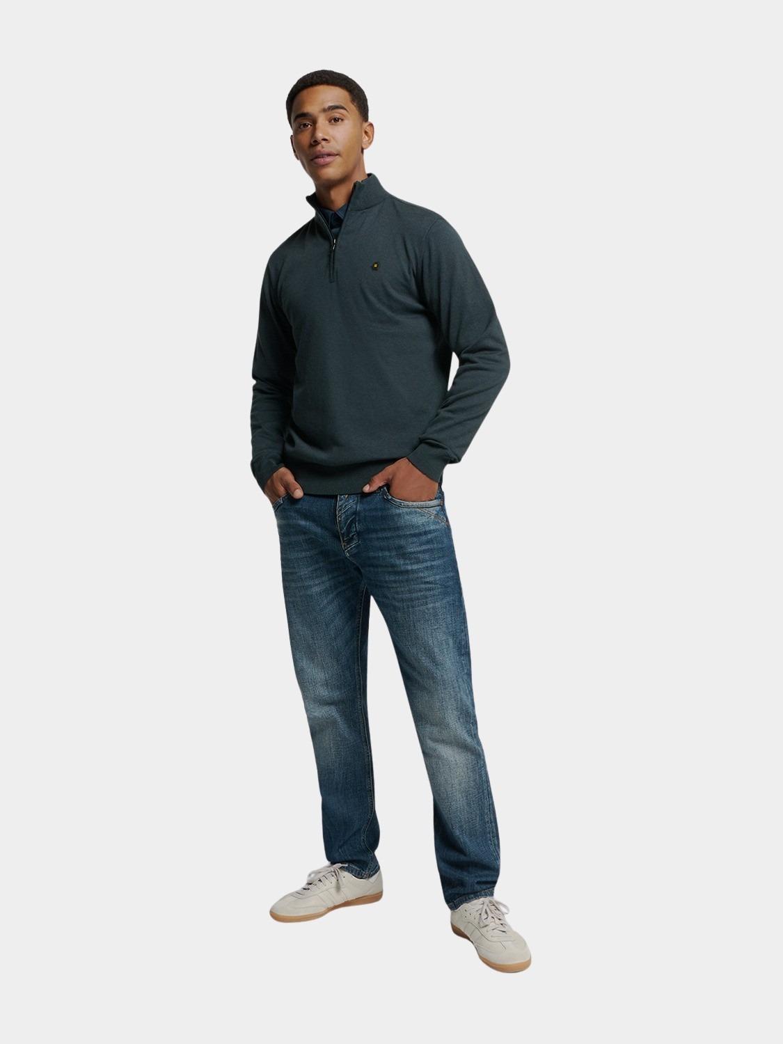 No Excess Half Zip Blauw Pullover Half Zip 2 Coloured N2185/078