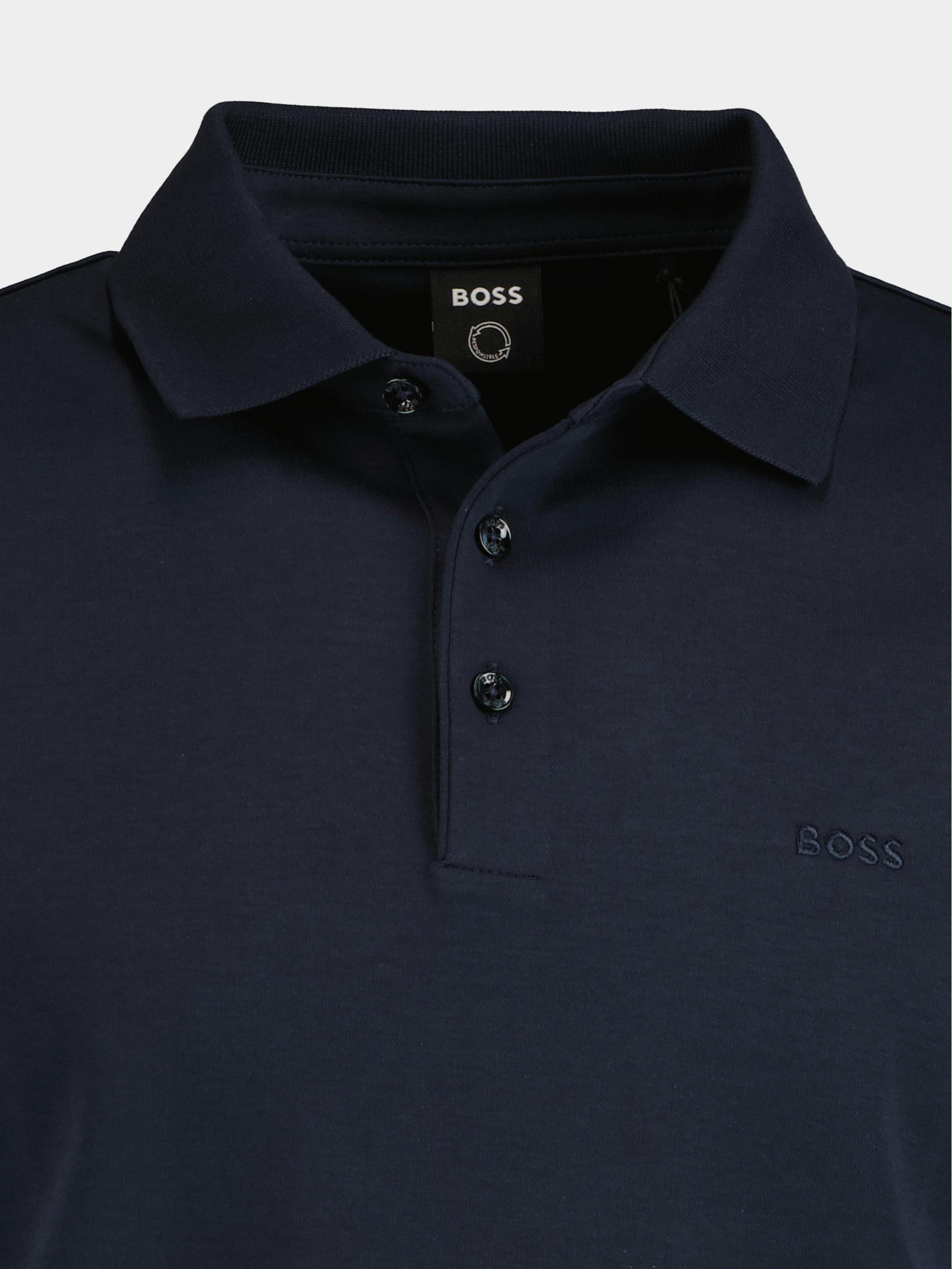 BOSS Black Polo lange mouw Blauw Polo Pado navy 30 10241542 01 50468392/404