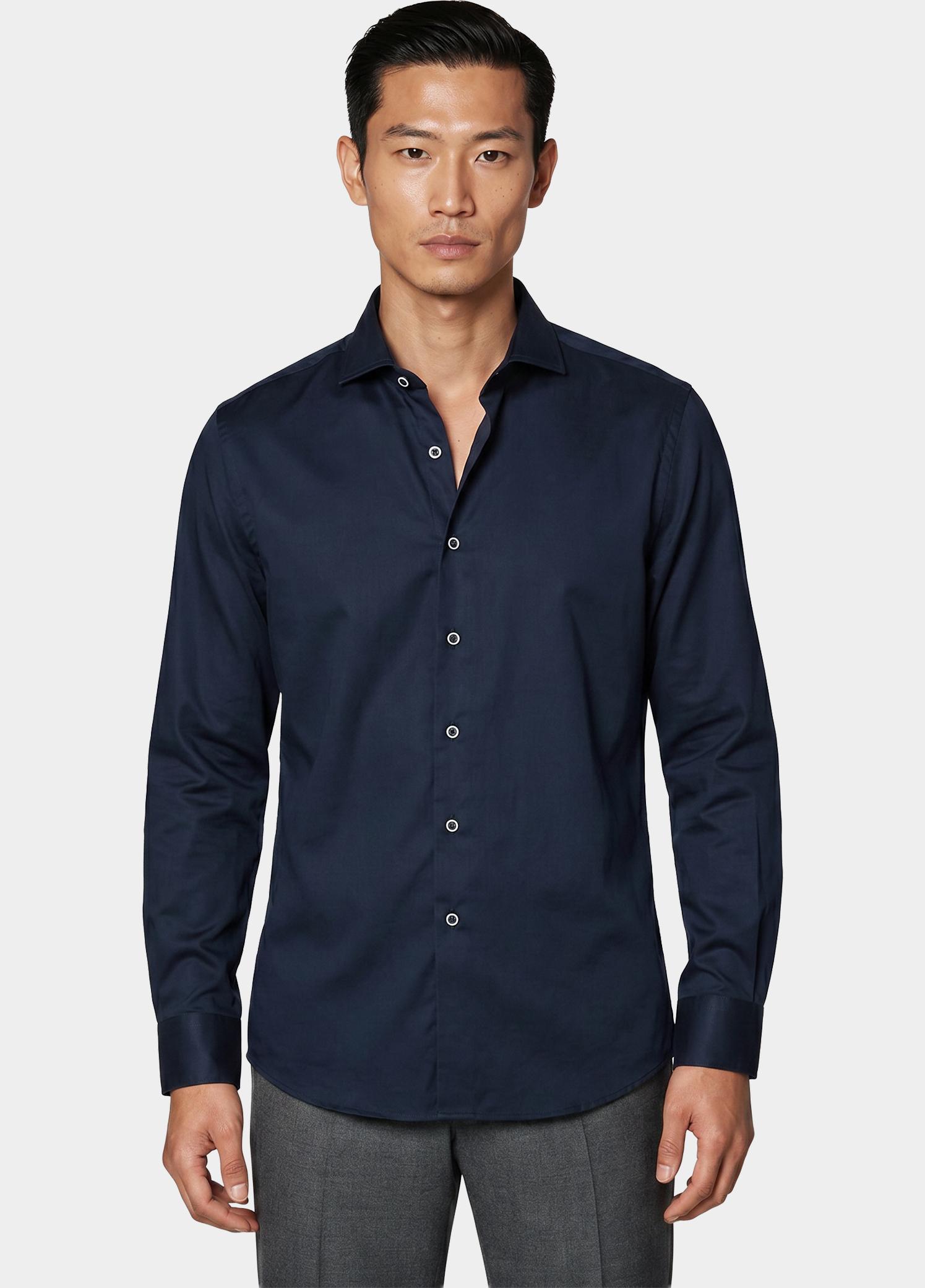 R2 Amsterdam Casual hemd lange mouw Blauw Widespread NOS.TWILL.003/000010