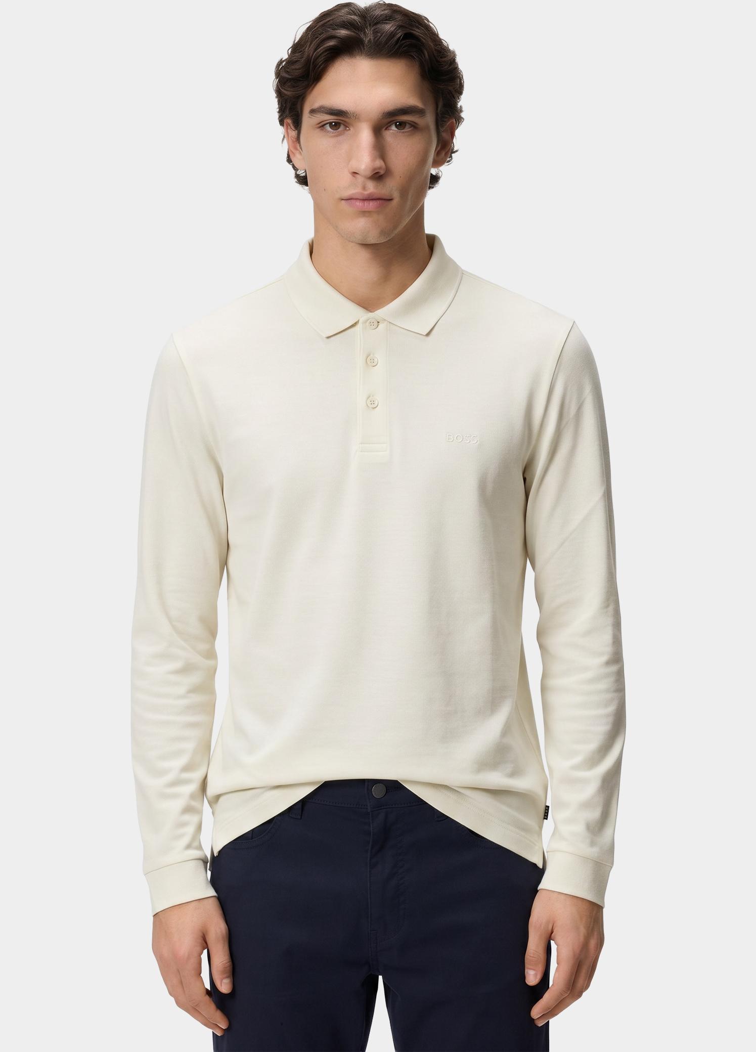 BOSS Black Polo lange mouw Wit Pado 30 10241542 01 50468392/118