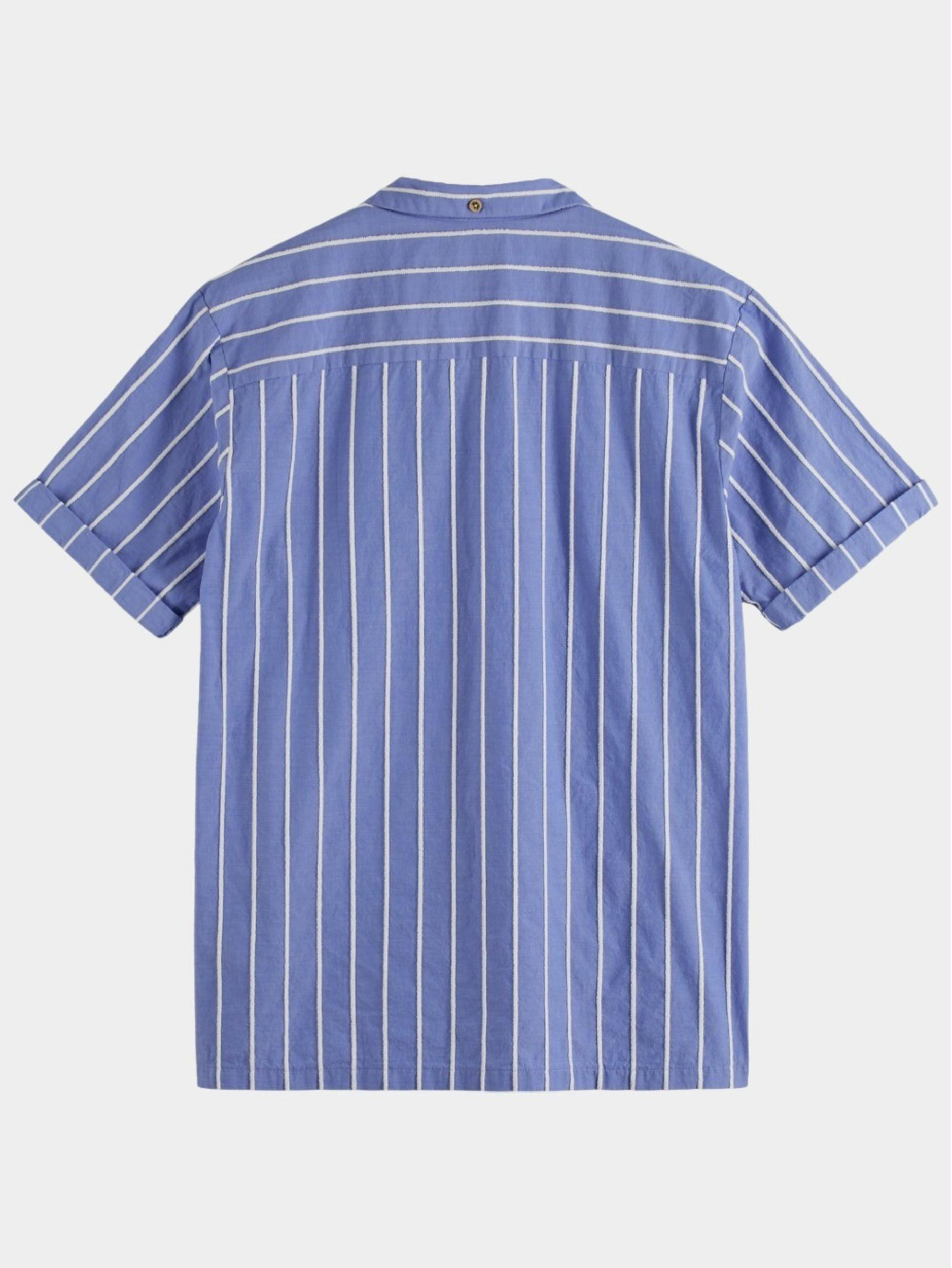 Scotch & Soda Casual hemd korte mouw Blauw Toweling striped camp shirt 171640/6057