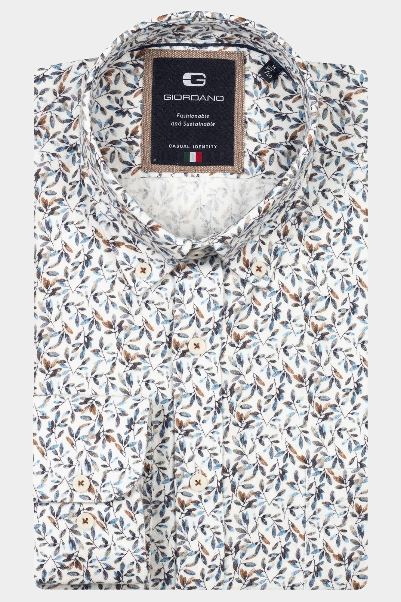 Giordano Casual hemd lange mouw Blauw Brando long sleeve button dow 527022/60