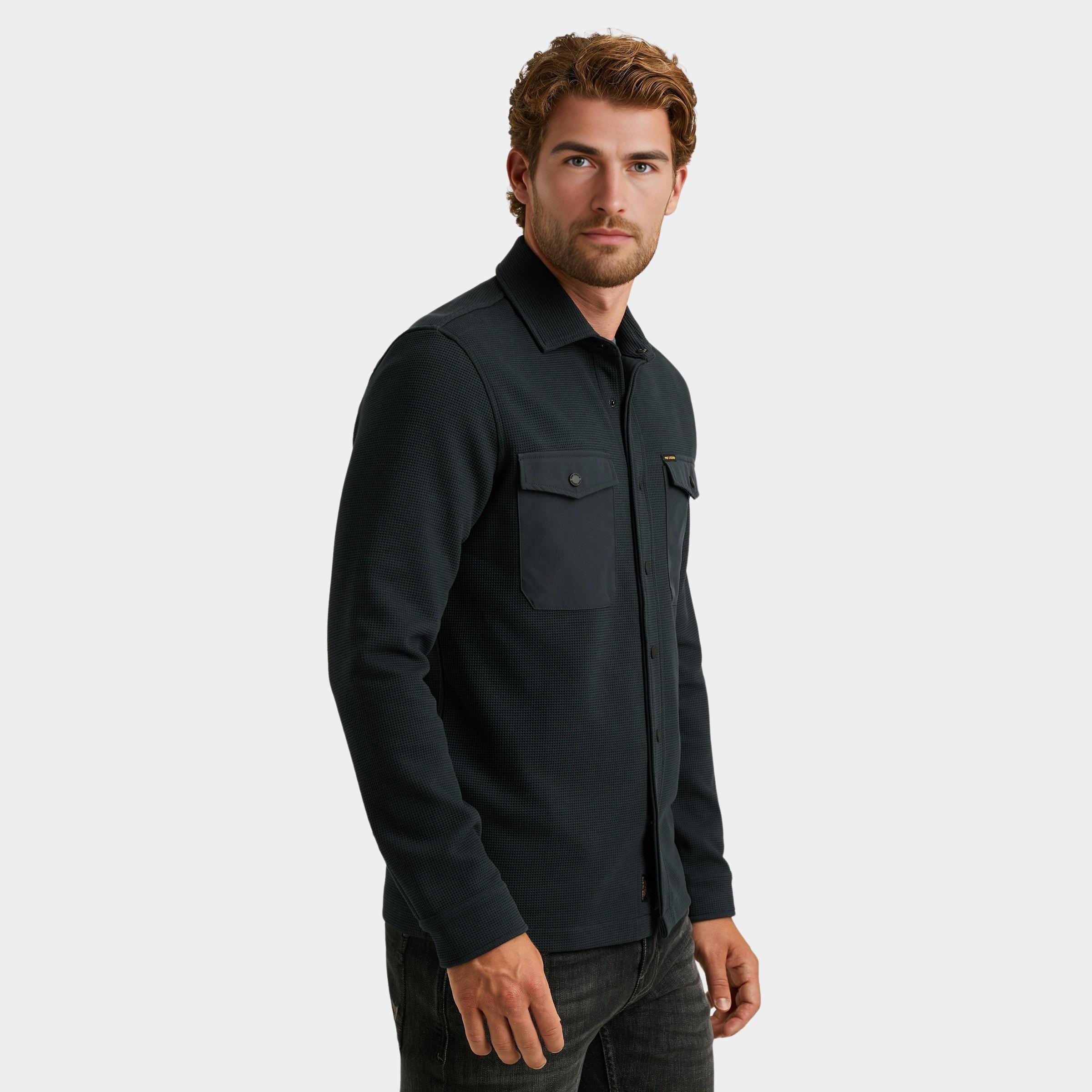PME Legend Casual hemd lange mouw Blauw LONG SLEEVE SHIRT Waffle Jers PSI2511246/5282