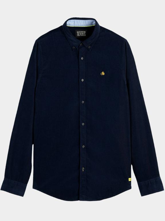 Scotch & Soda Casual hemd lange mouw Blauw Slim-fit fine corduroy shirt 167386/0002