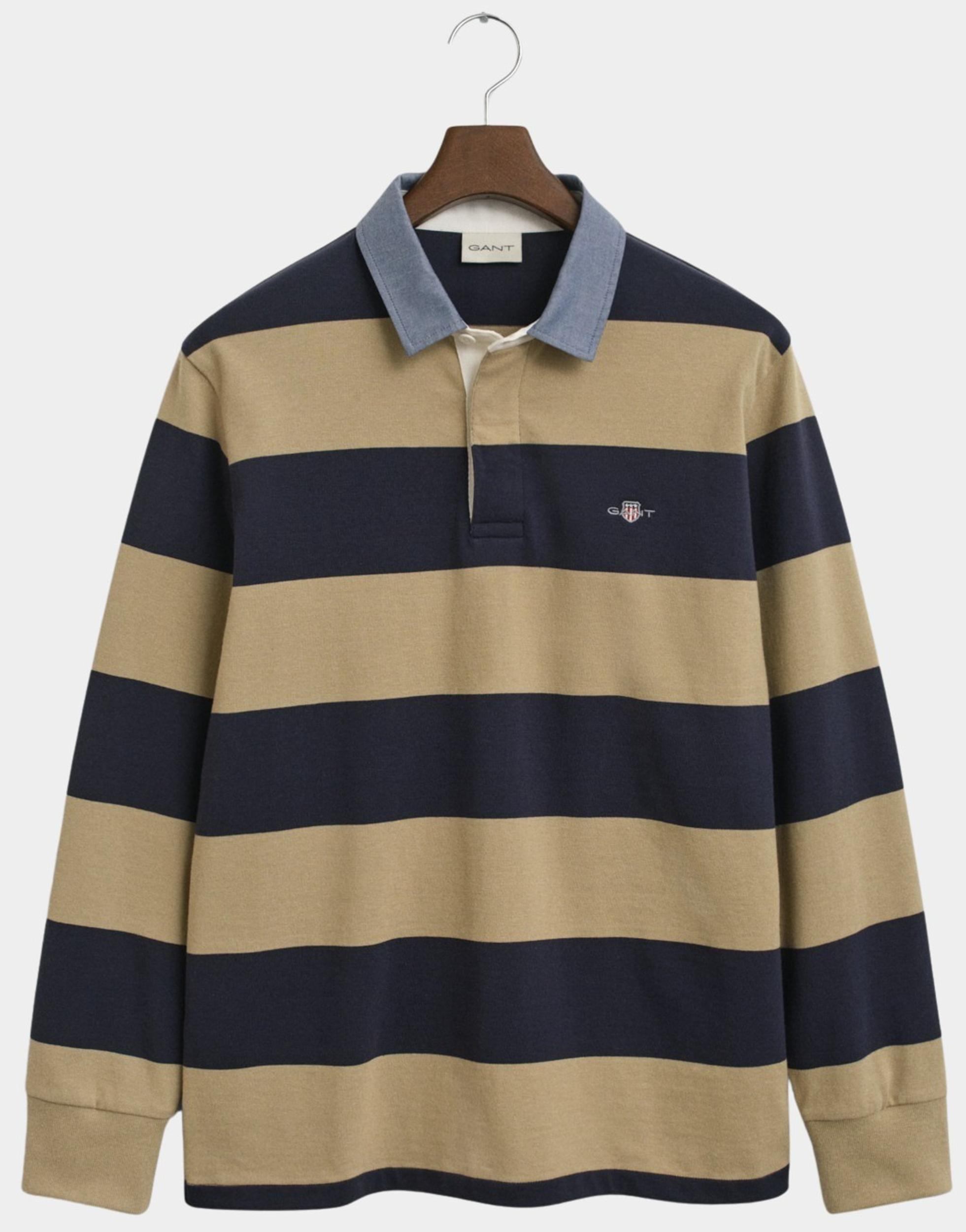Gant Polo lange mouw Beige REG CHAMBRAY STRIPE HEAVY RUG 2004083/224