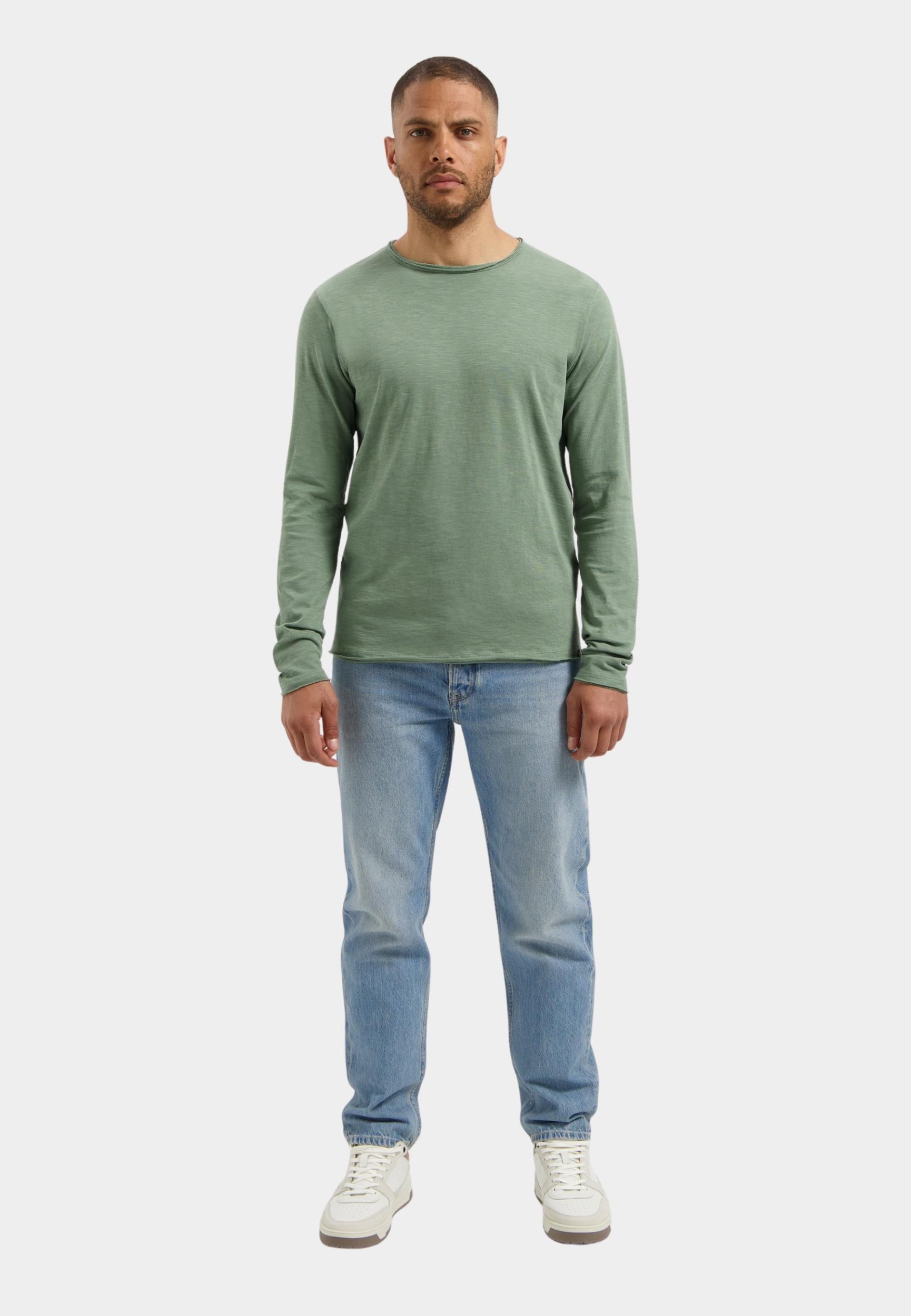 Dstrezzed T-shirt lange mouw Groen DS_Newman Crewneck 220030-AW25/544