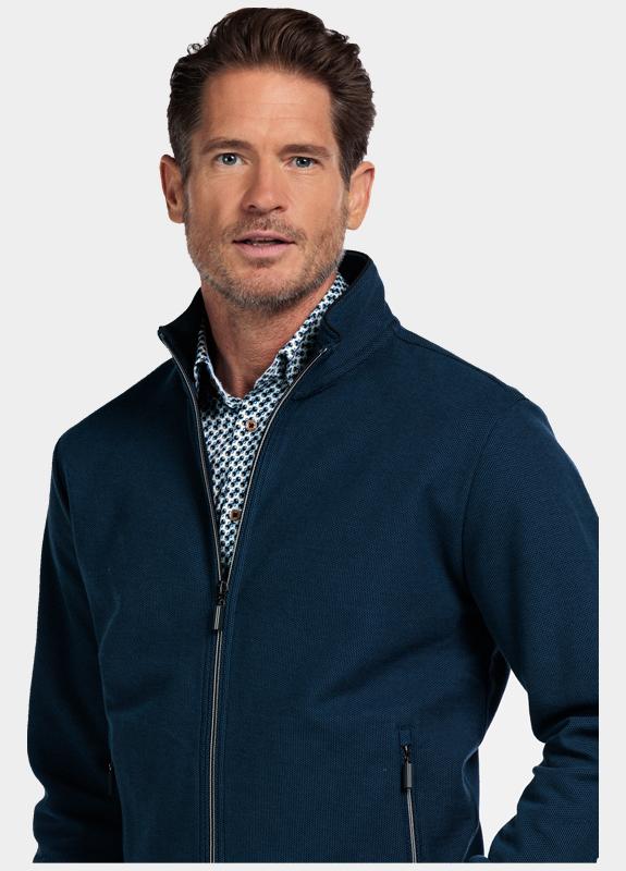 Baileys Vest Blauw Sweat Cardigan Zip  Jacquard 522256/67