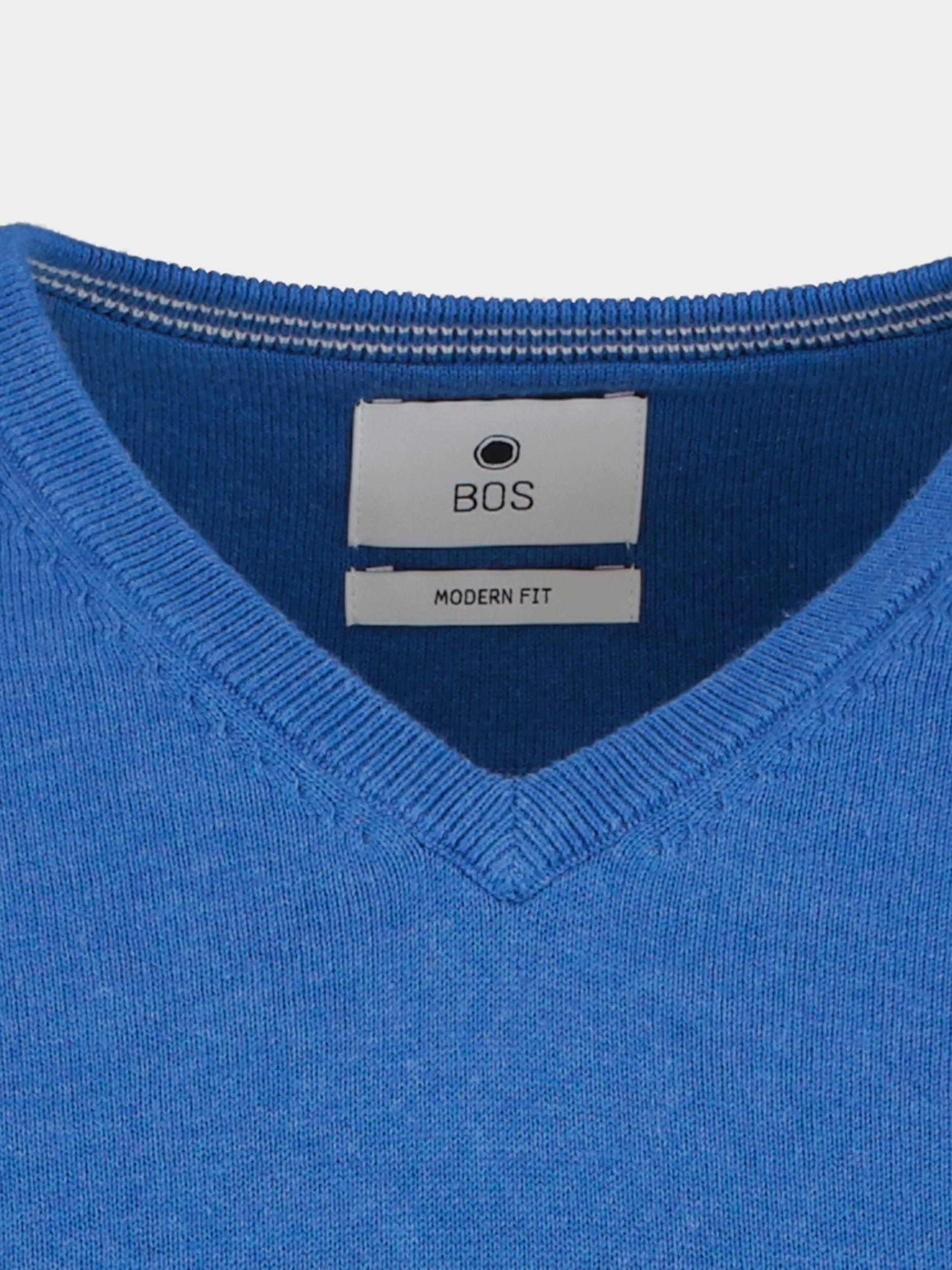 Bos Bright Blue Pullover Blauw Vince V-neck Pullover Flat Kn 24105VI01BO/240 blue