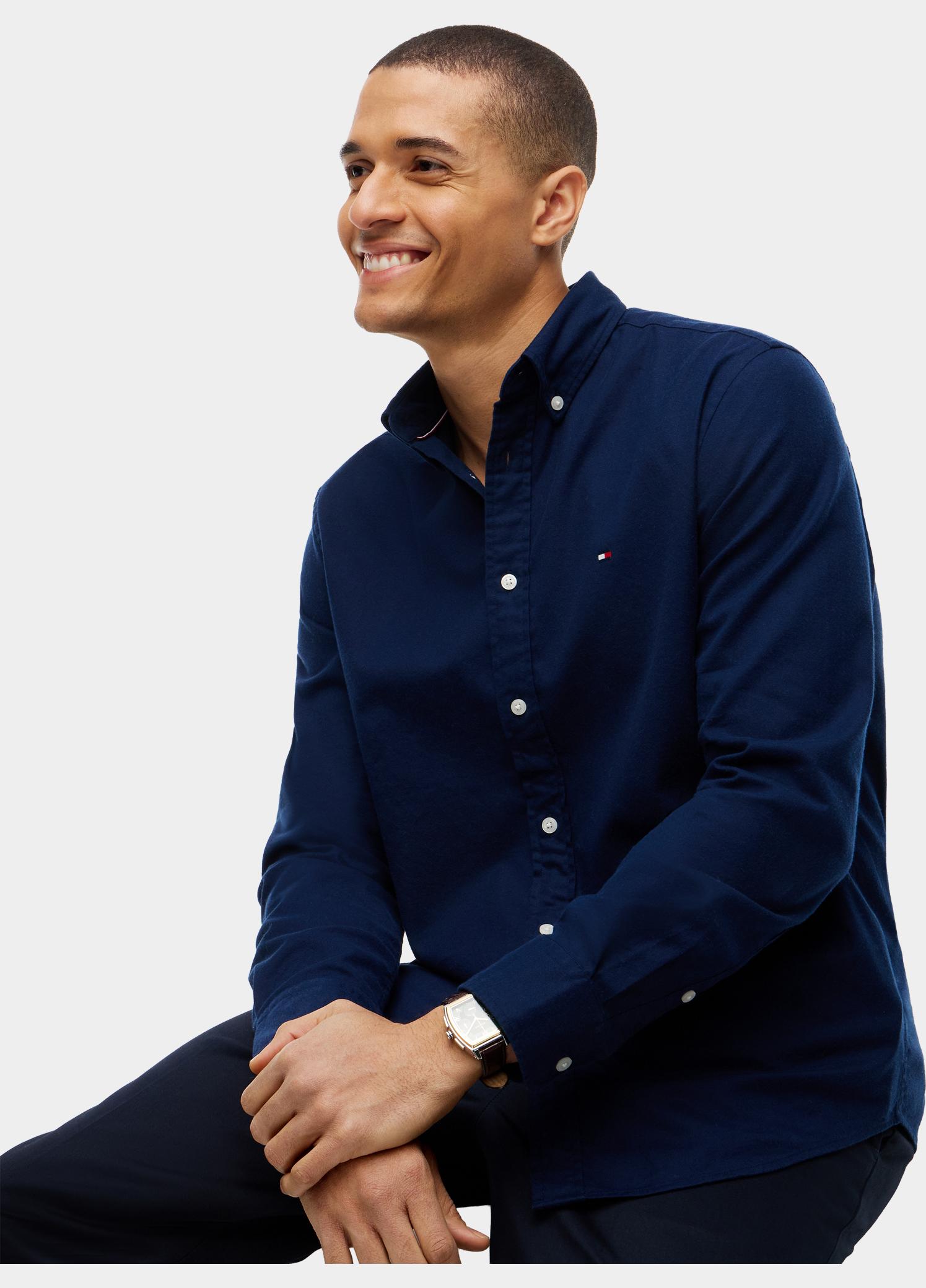 Tommy Hilfiger Overhemd heren Blauw FLEX FLANNEL SOLID RF SHIRT MW0MW40469/DCC